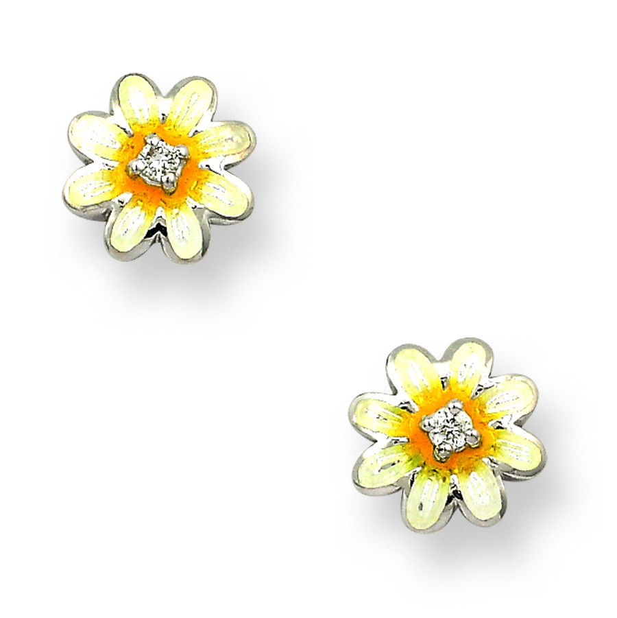 Enamel Daisy Stud Earrings