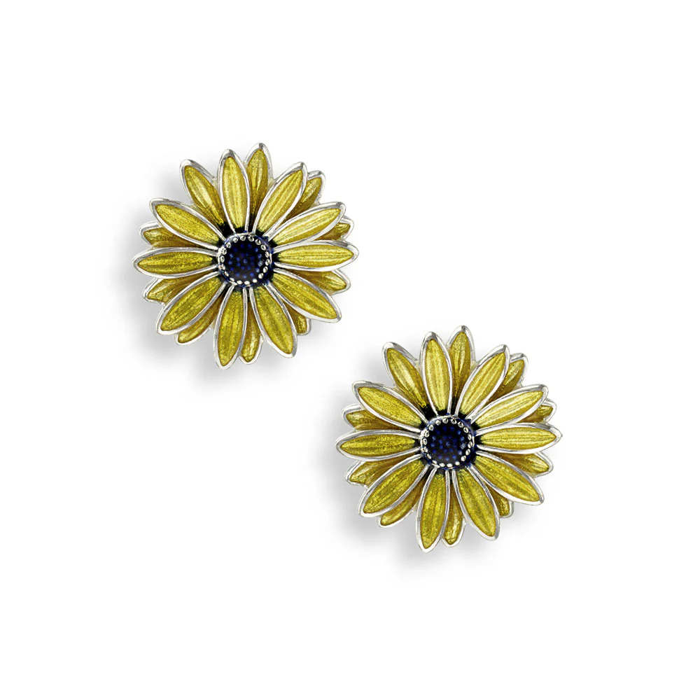 Enamel Sunflower Stud Earrings