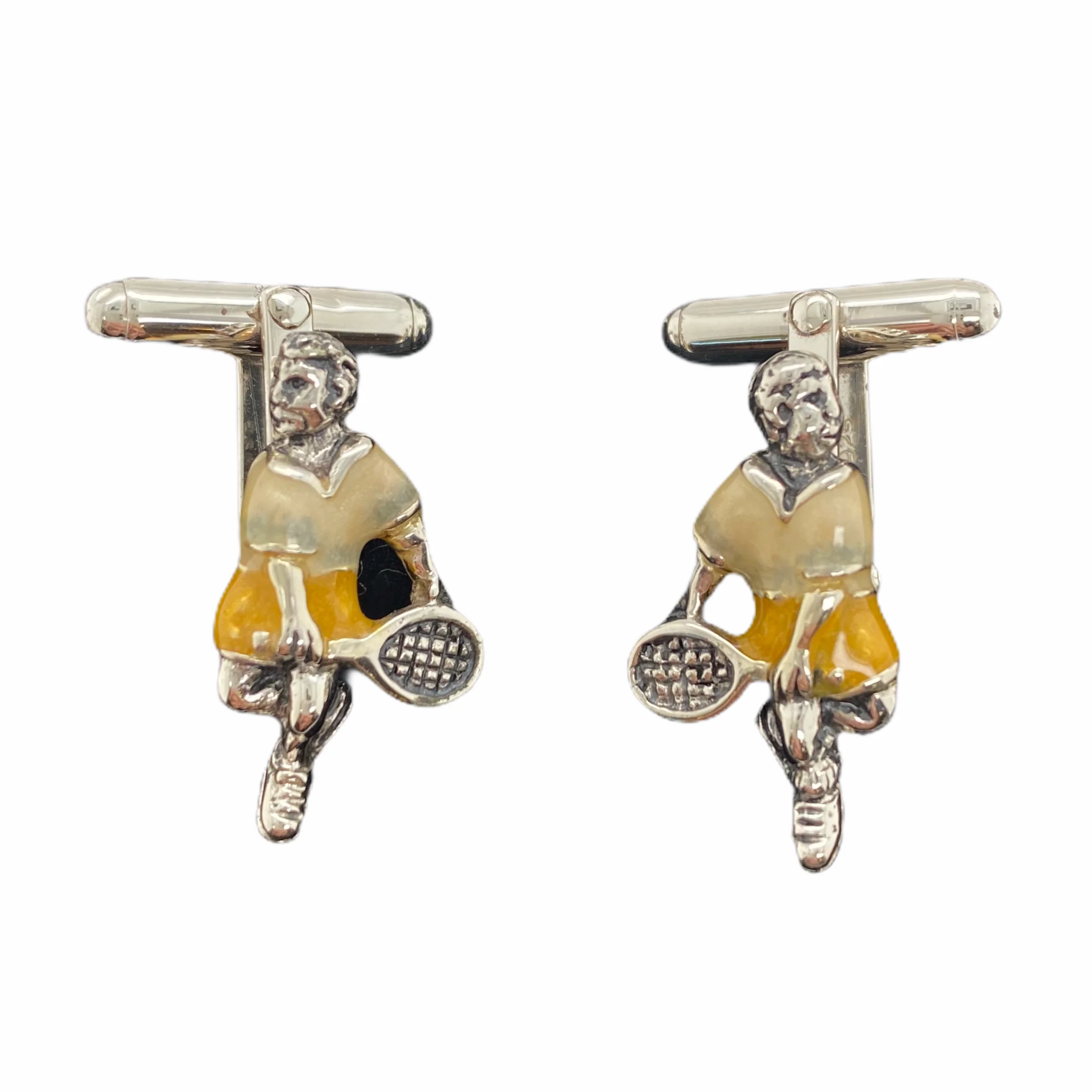 Enamel Tennis Player Cuff Links