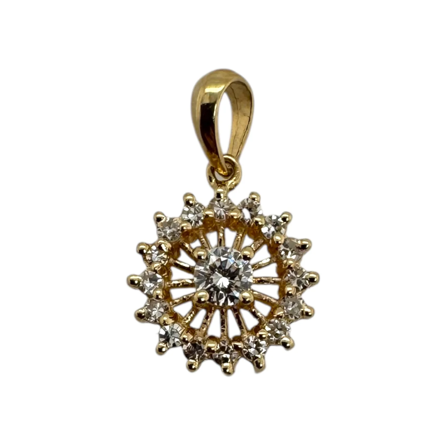 Estate 14k Gold Diamond Spoke Halo Pendant