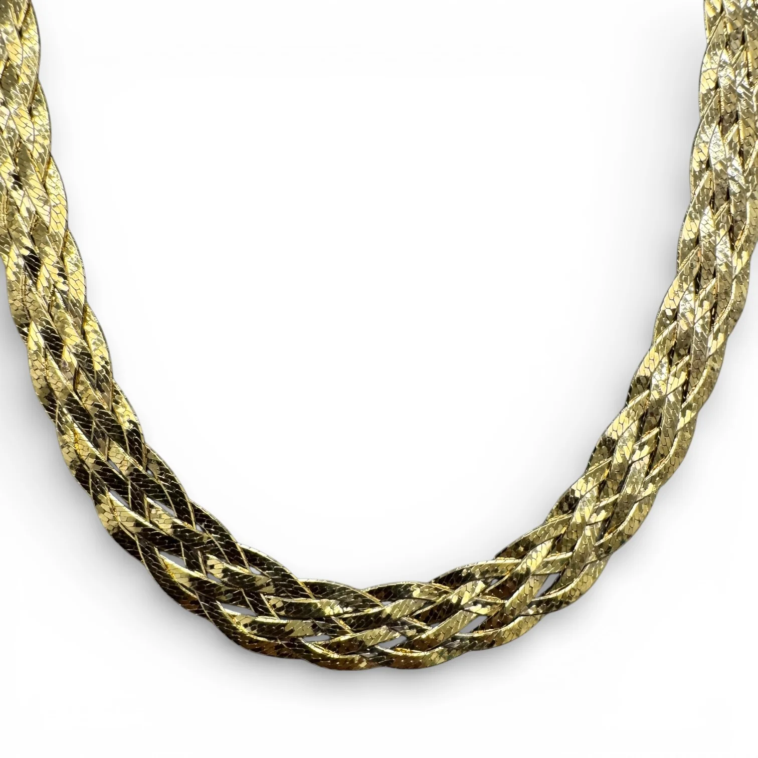 Estate 14k Gold Woven Herringbone Necklace