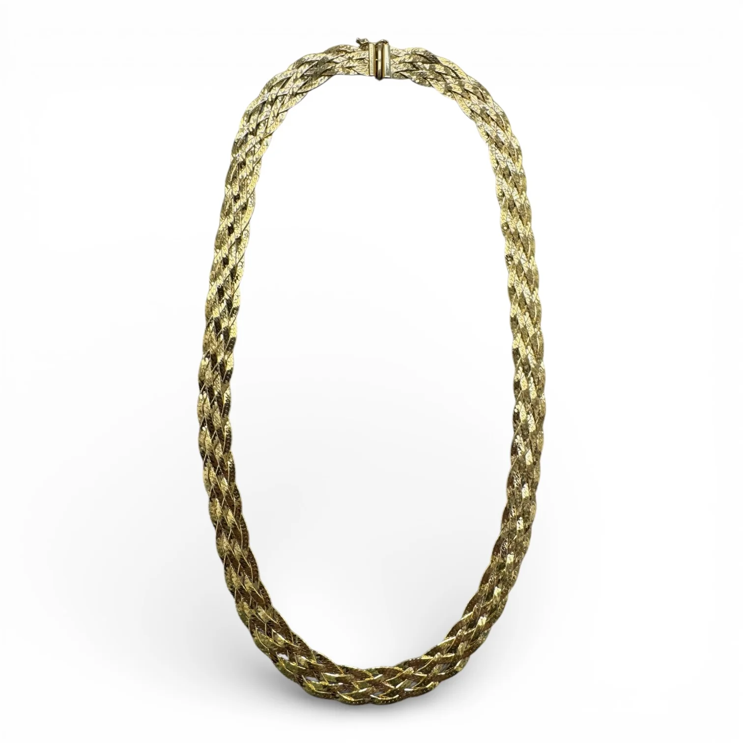 Estate 14k Gold Woven Herringbone Necklace - Image 2