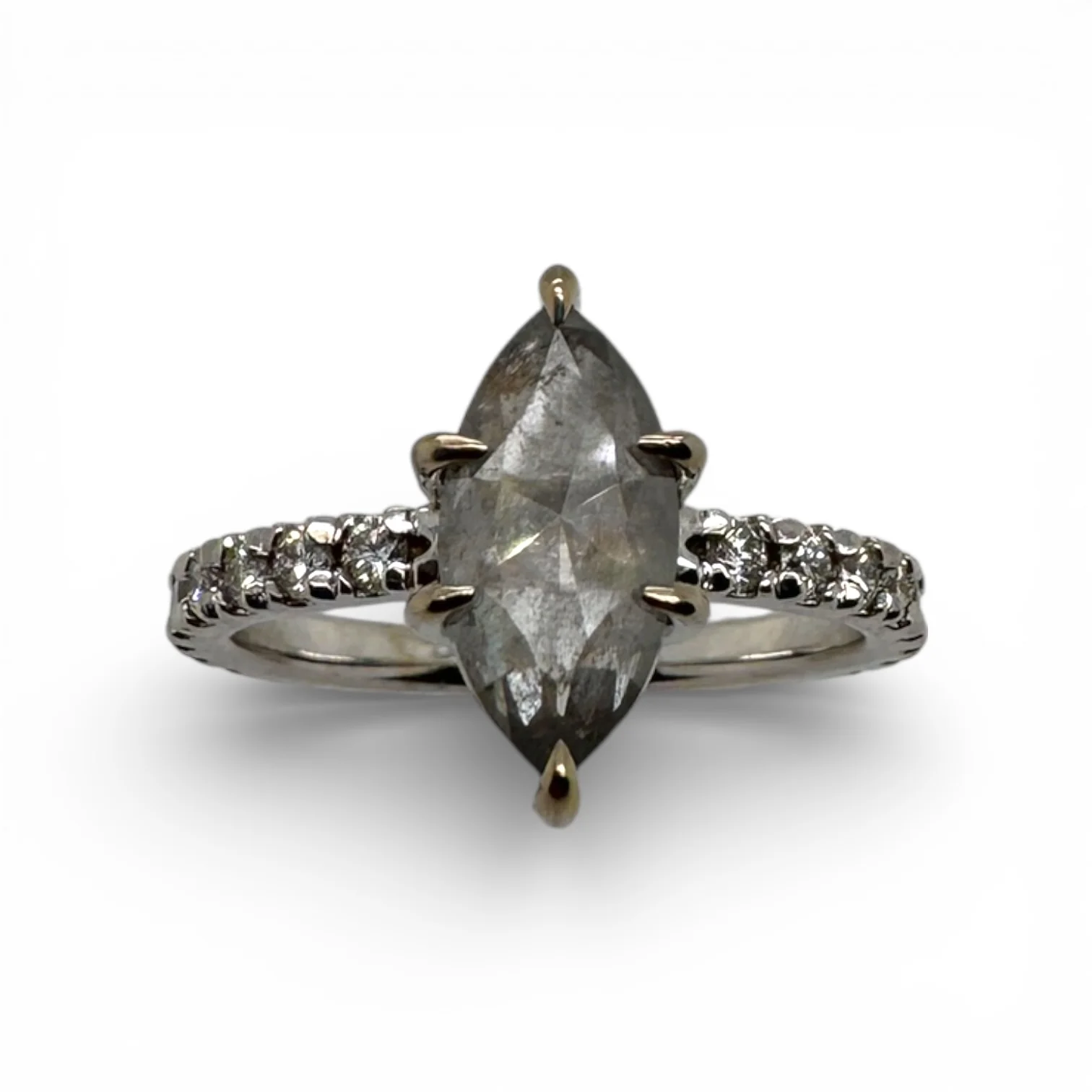 Estate 14k White Gold Salt & Pepper Diamond Ring