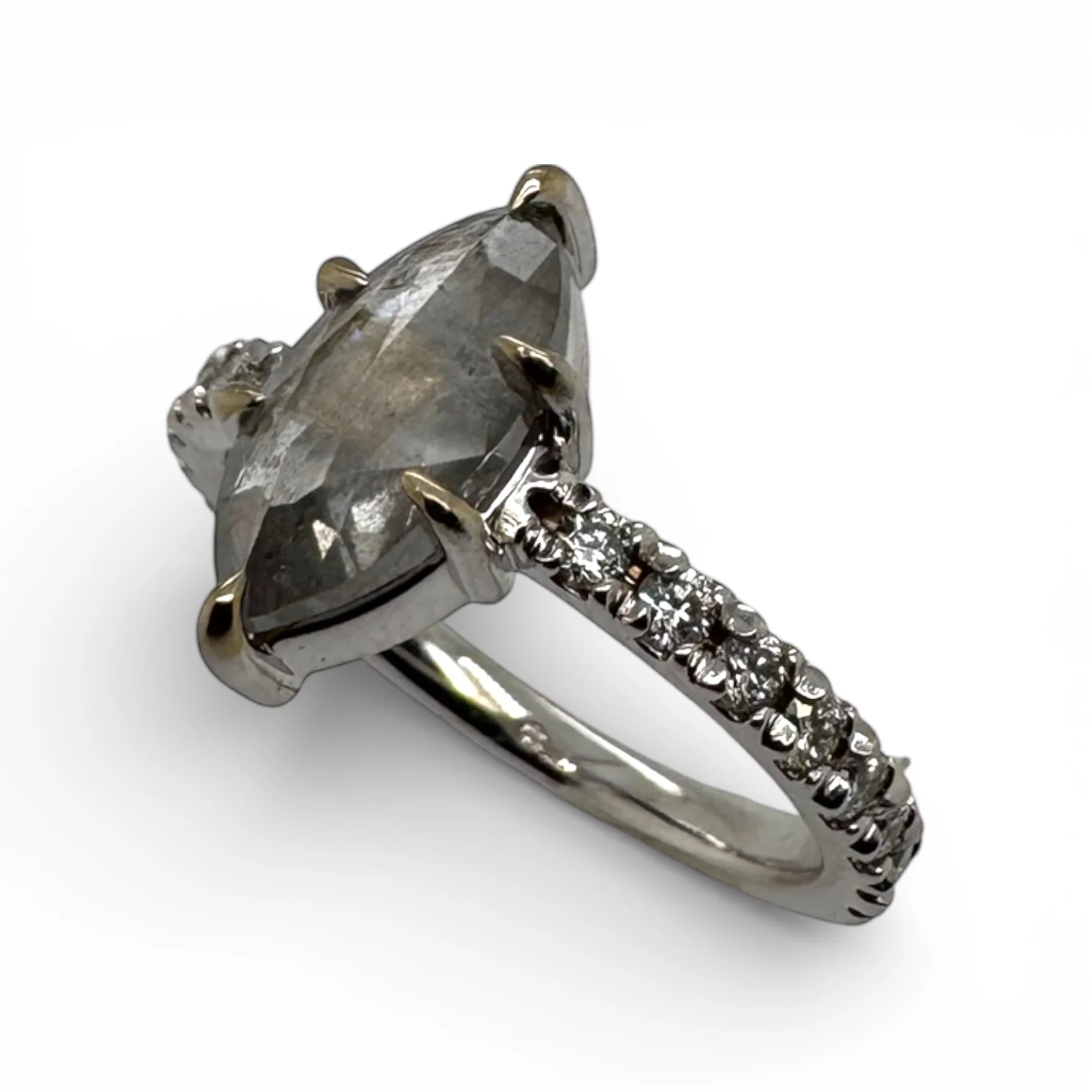 Estate 14k White Gold Salt & Pepper Diamond Ring - Image 2