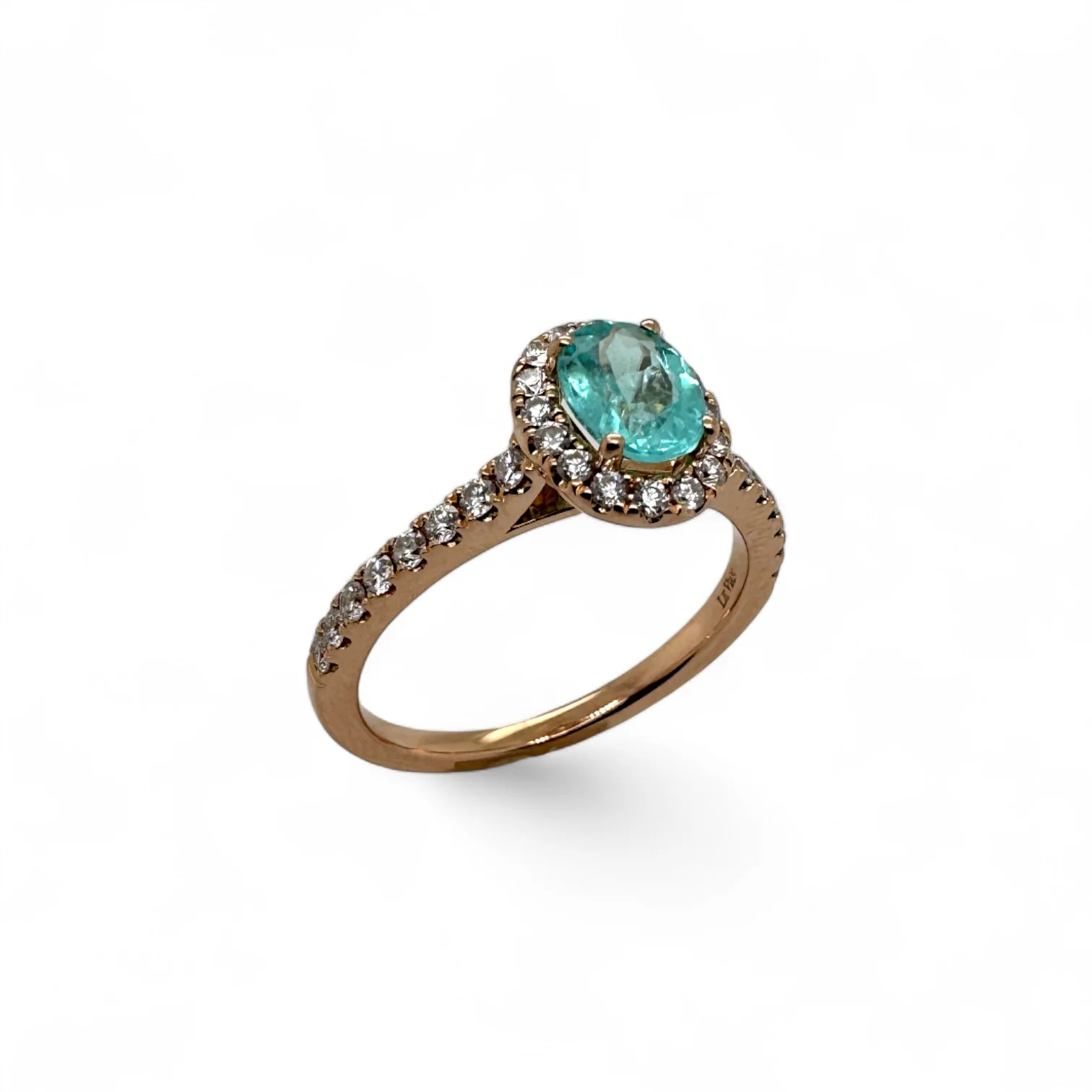 Estate 18k Rose Gold Paraíba Tourmaline & Diamond Ring - Image 2
