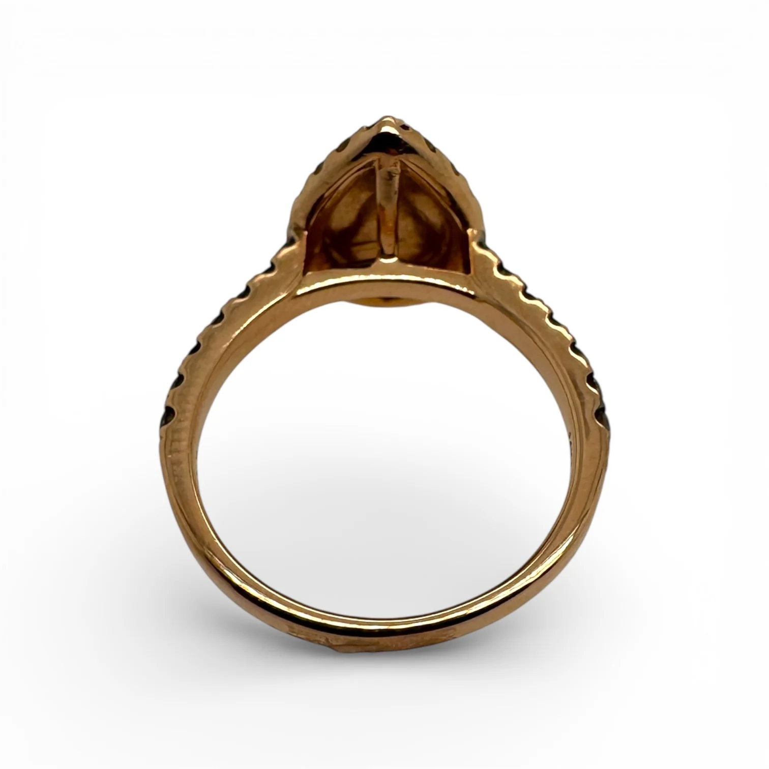 Estate Pear-Shaped Opal & Diamond Halo Ring - Image 4