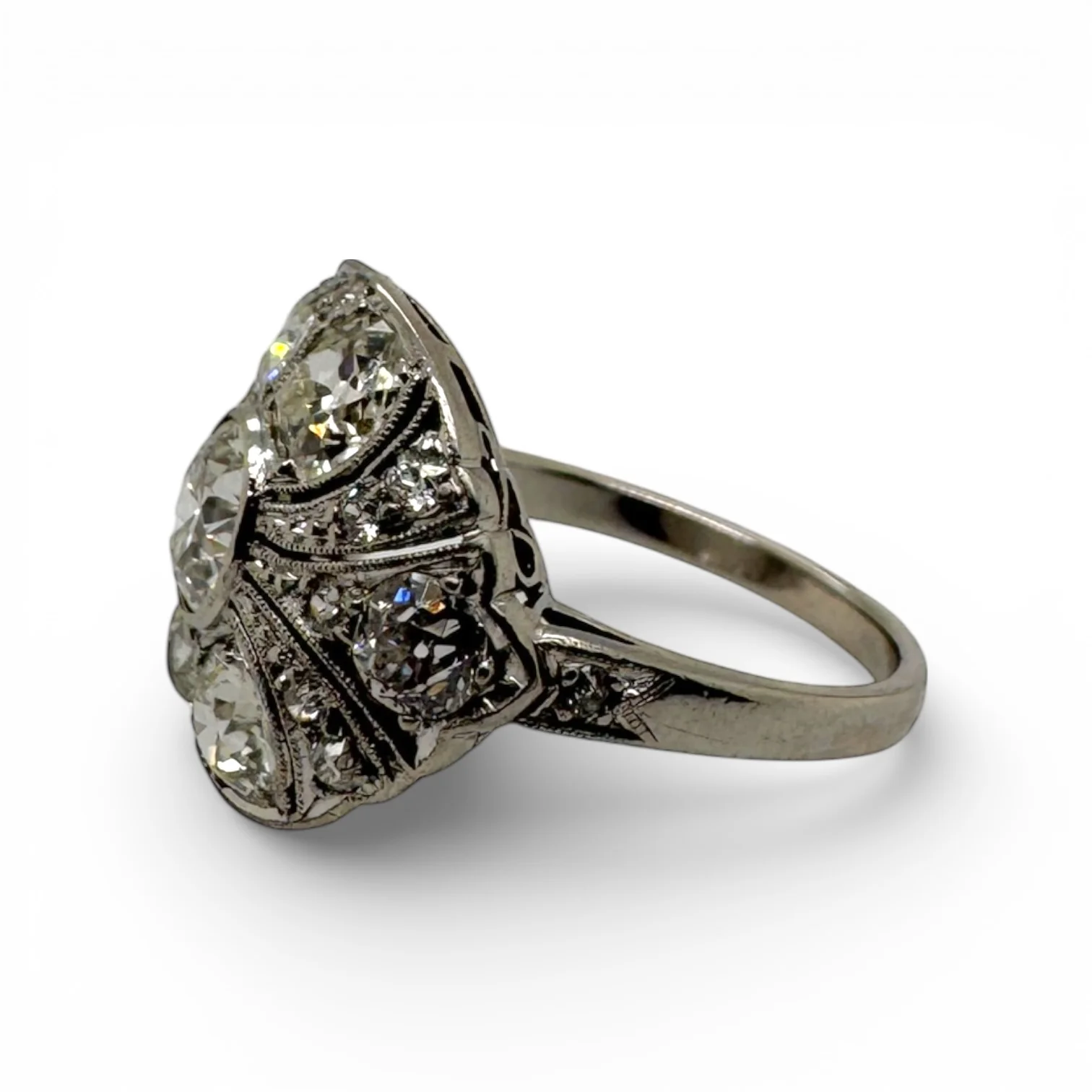 Estate Platinum Art Deco Diamond Ring - Image 2