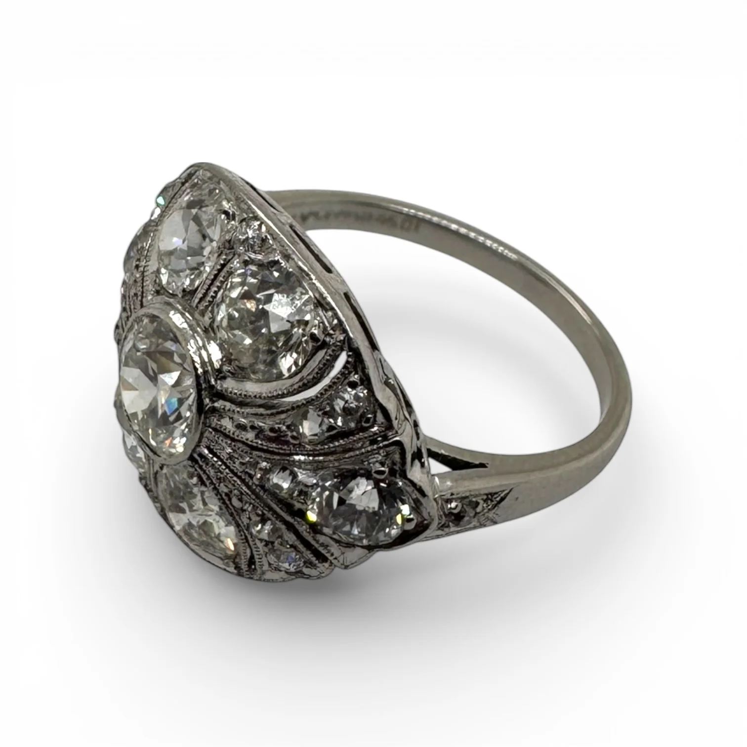 Estate Platinum Art Deco Diamond Ring - Image 4