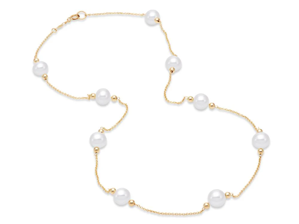 Freshwater Pearl Beaded Tin Cup Necklace