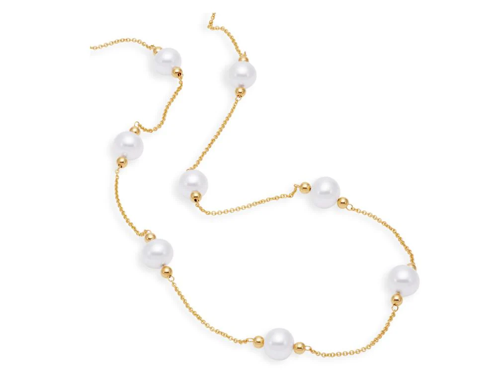 Freshwater Pearl Beaded Tin Cup Necklace - Image 2
