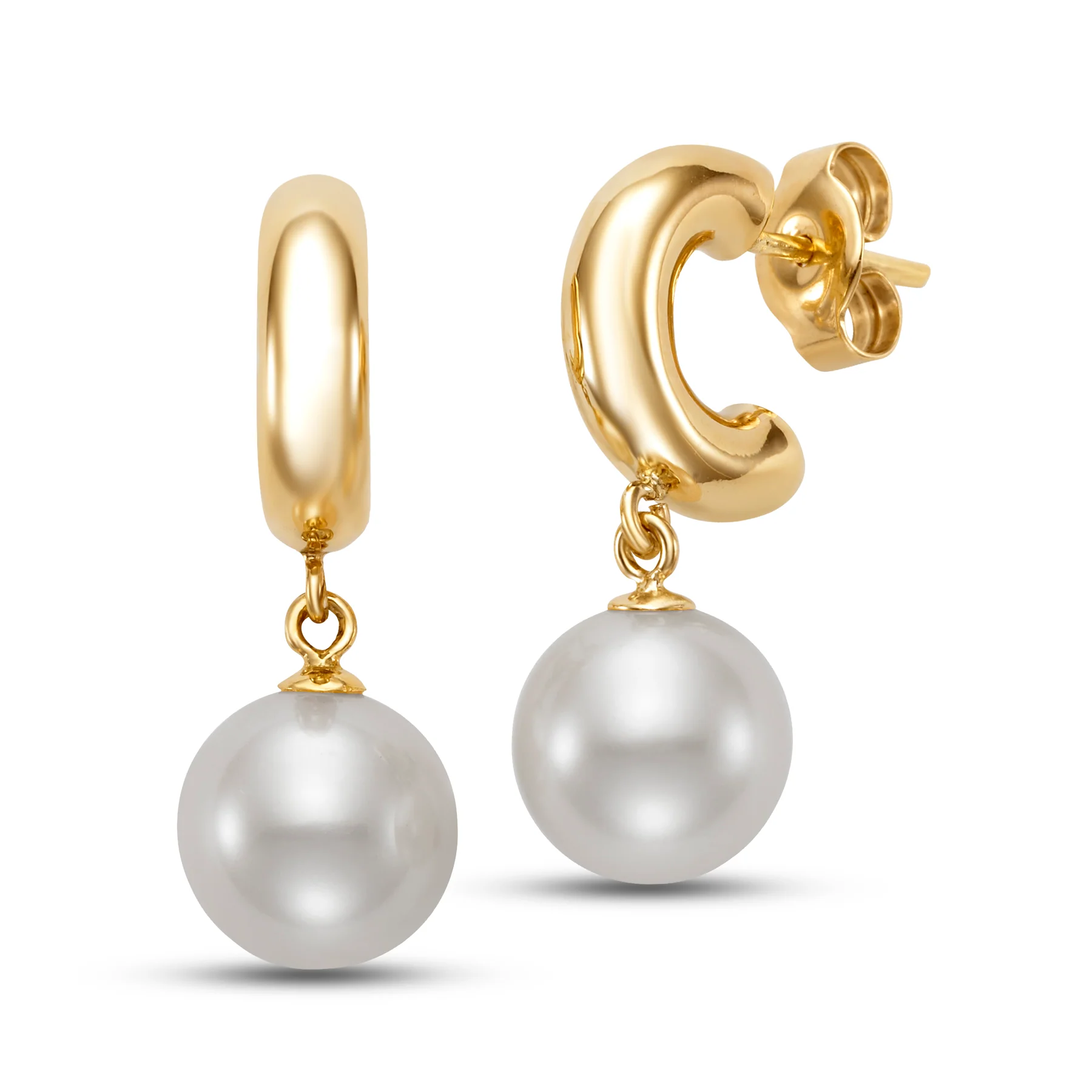 Freshwater Pearl Demi-Hoop Drop Earrings - Image 2