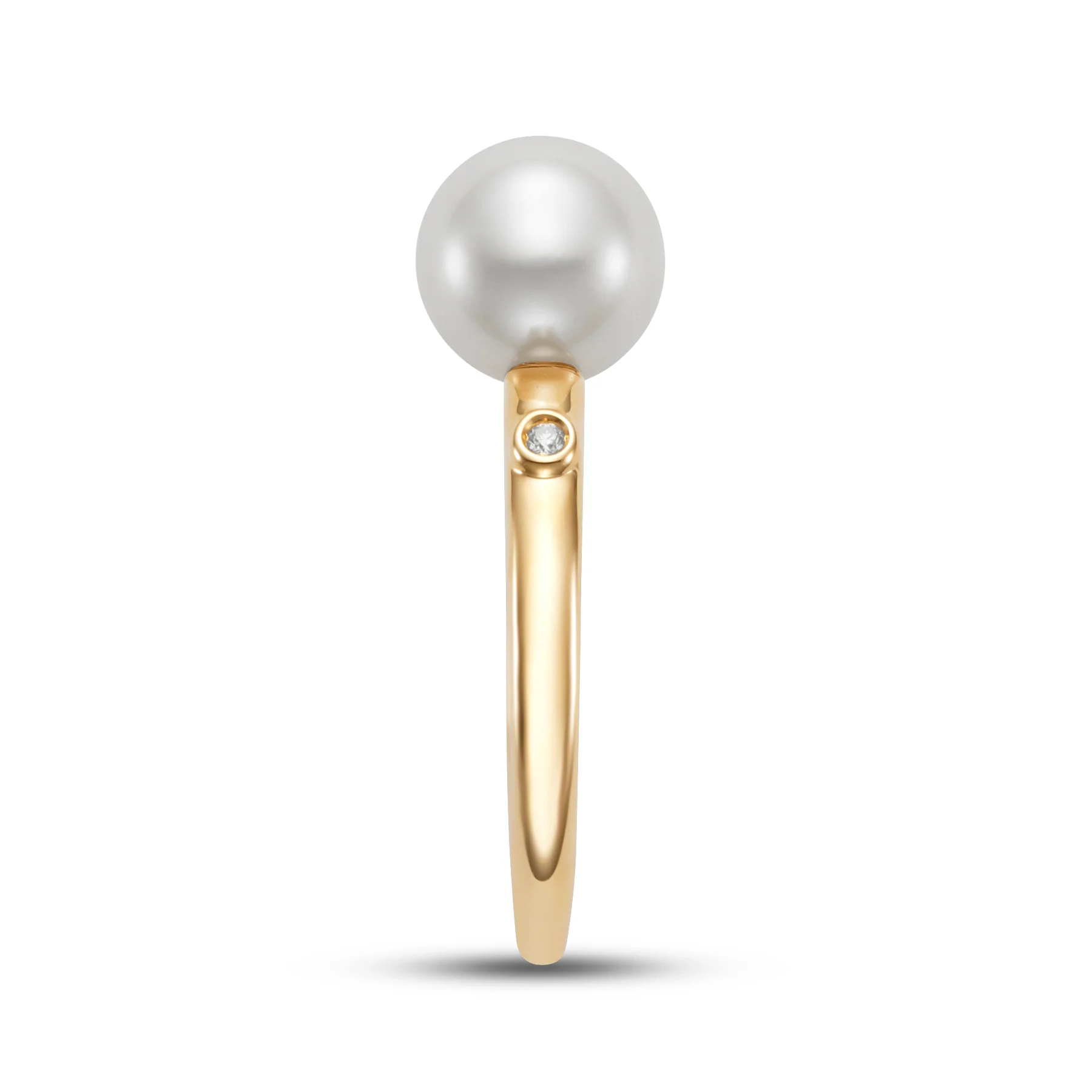 Freshwater Pearl & Diamond Bezel Castone Mia Ring - Image 4