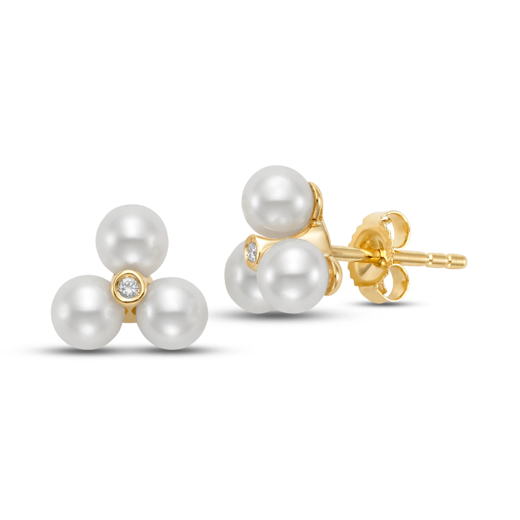 Freshwater Pearl & Diamond Castone Tia Studs - Image 2