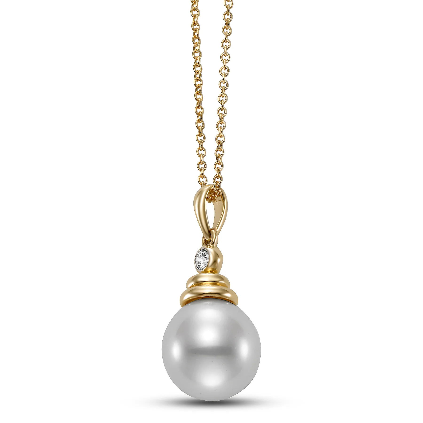 Freshwater Pearl & Diamond Pendant Necklace - Image 2