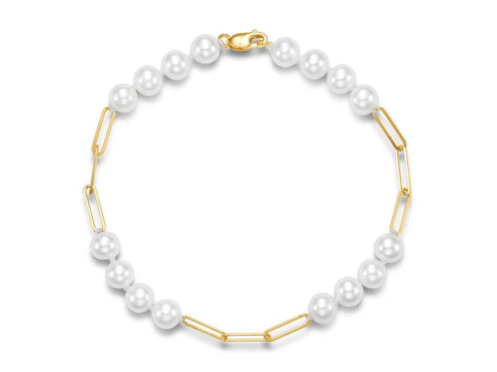 Freshwater Pearl + Link Marisa Bracelet