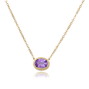 Gemstone Twist Bezel Necklace - Image 2