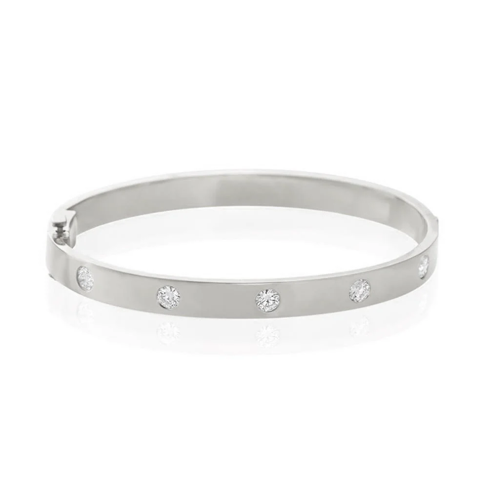 Wide Diamond Bangle Bracelet