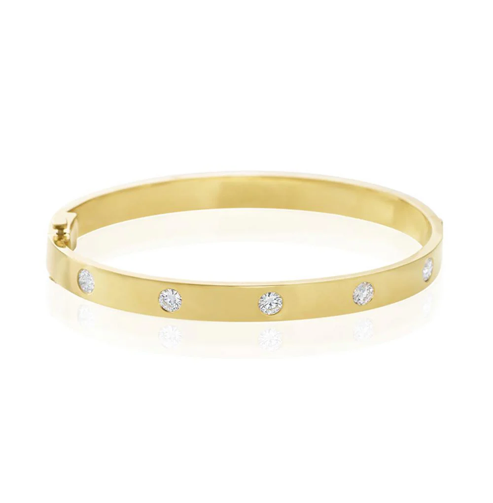 Wide Diamond Bangle Bracelet - Image 2