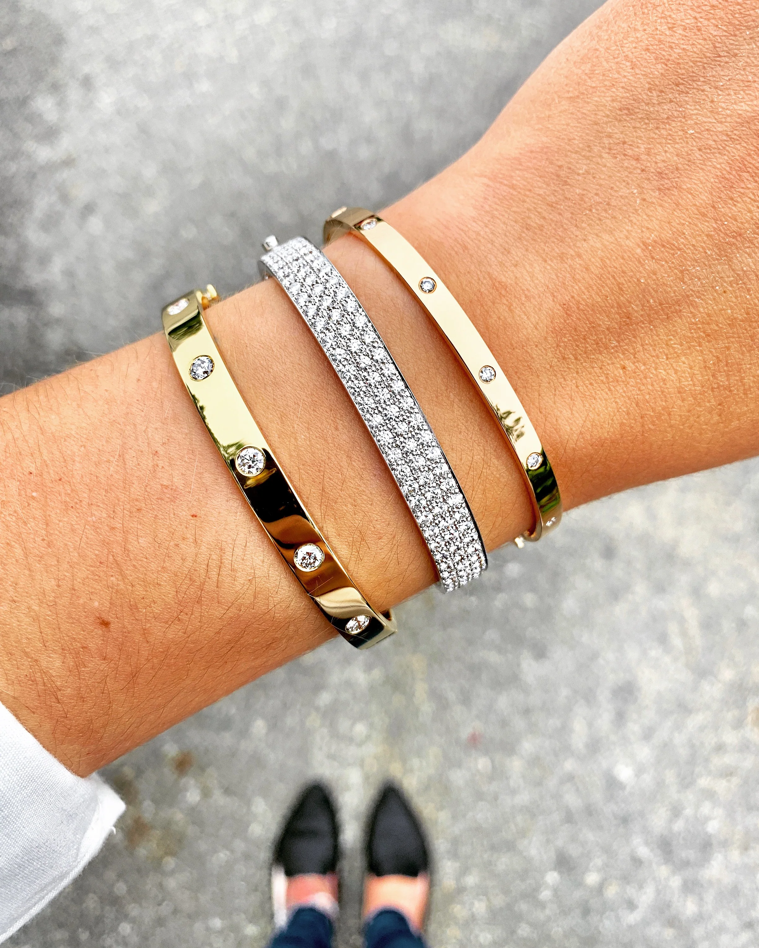 Wide Diamond Bangle Bracelet - Image 3