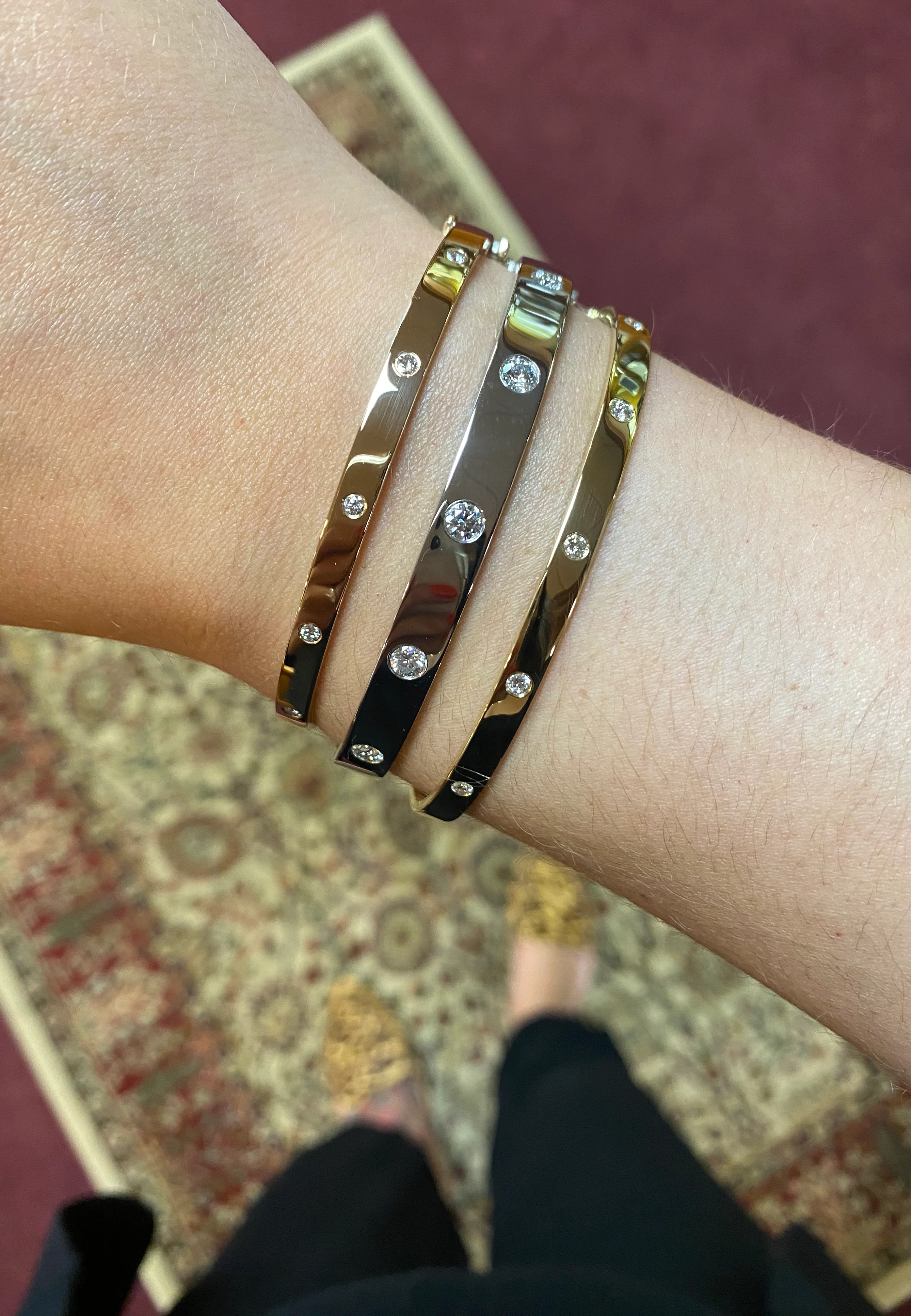 Wide Diamond Bangle Bracelet - Image 4