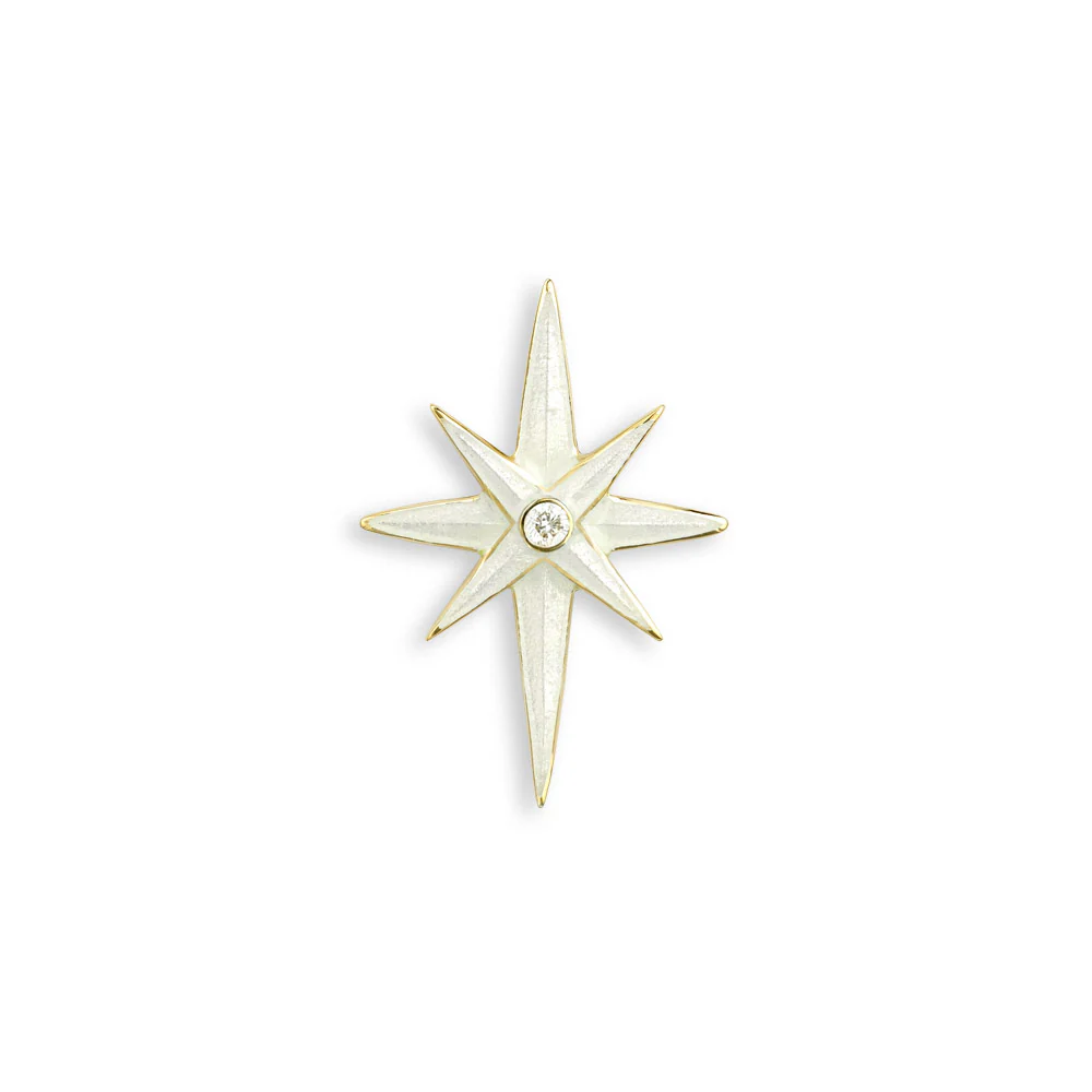 Gold White Enamel North Star Pendant