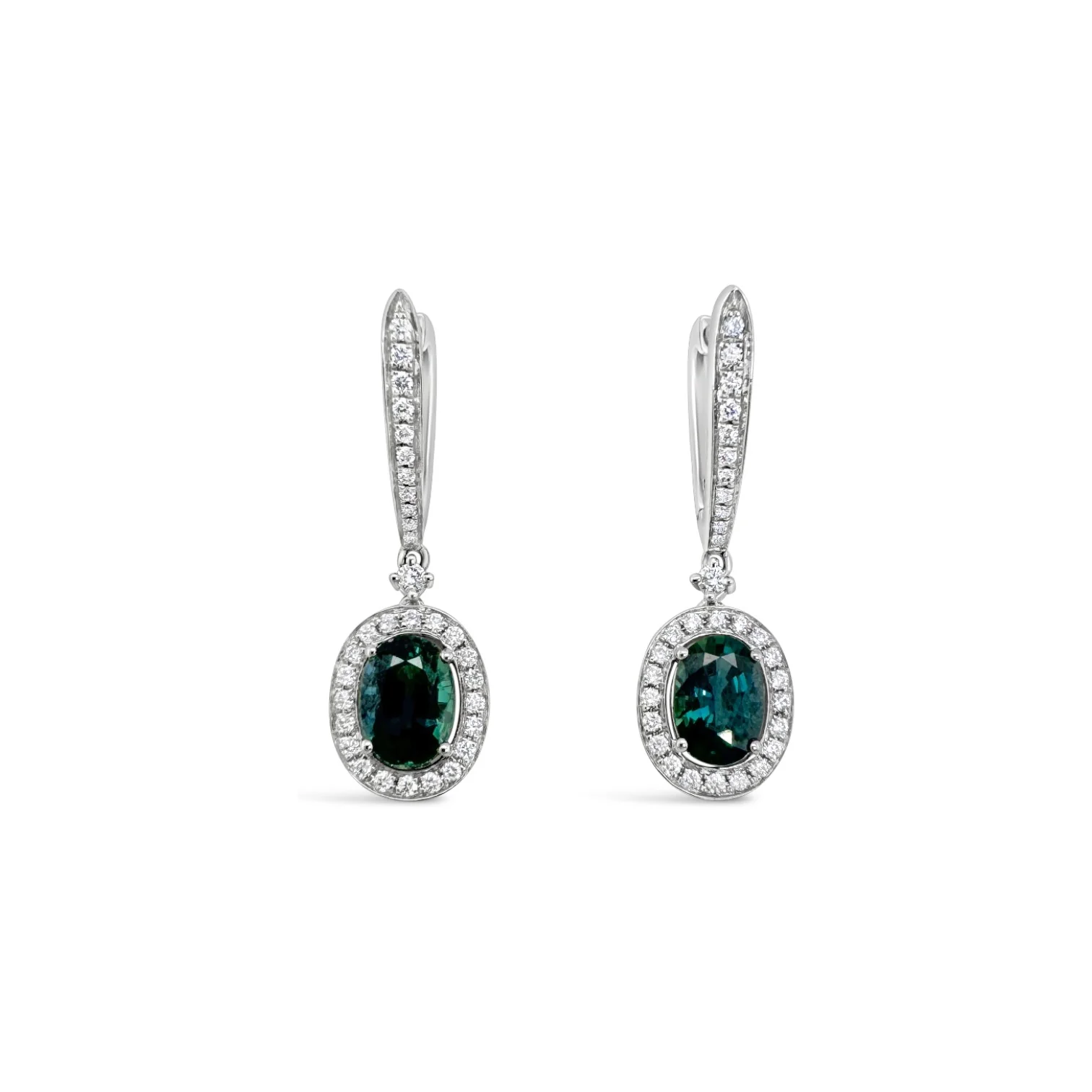 Green Sapphire & Diamond Drop Earrings