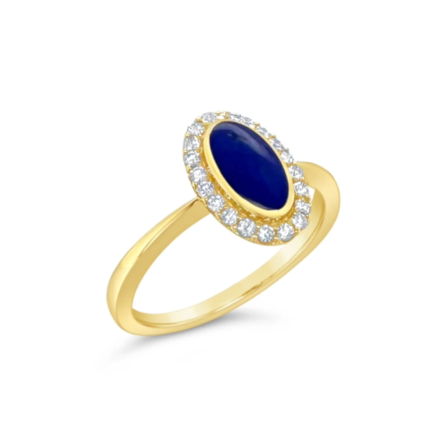 Lapis & Diamond Halo Ring - Image 2