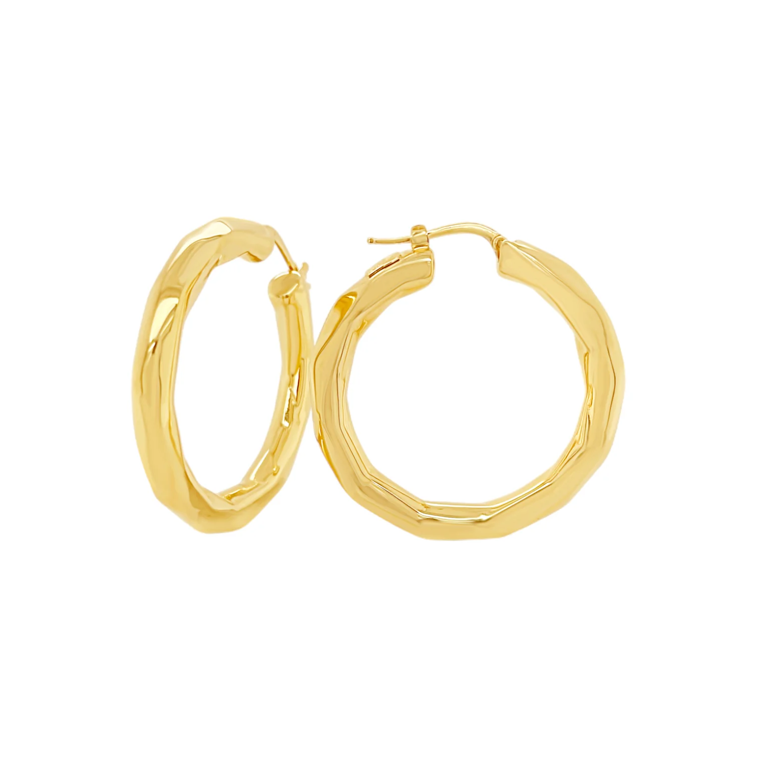 Large Faceted Tubular Hoops - Image 3