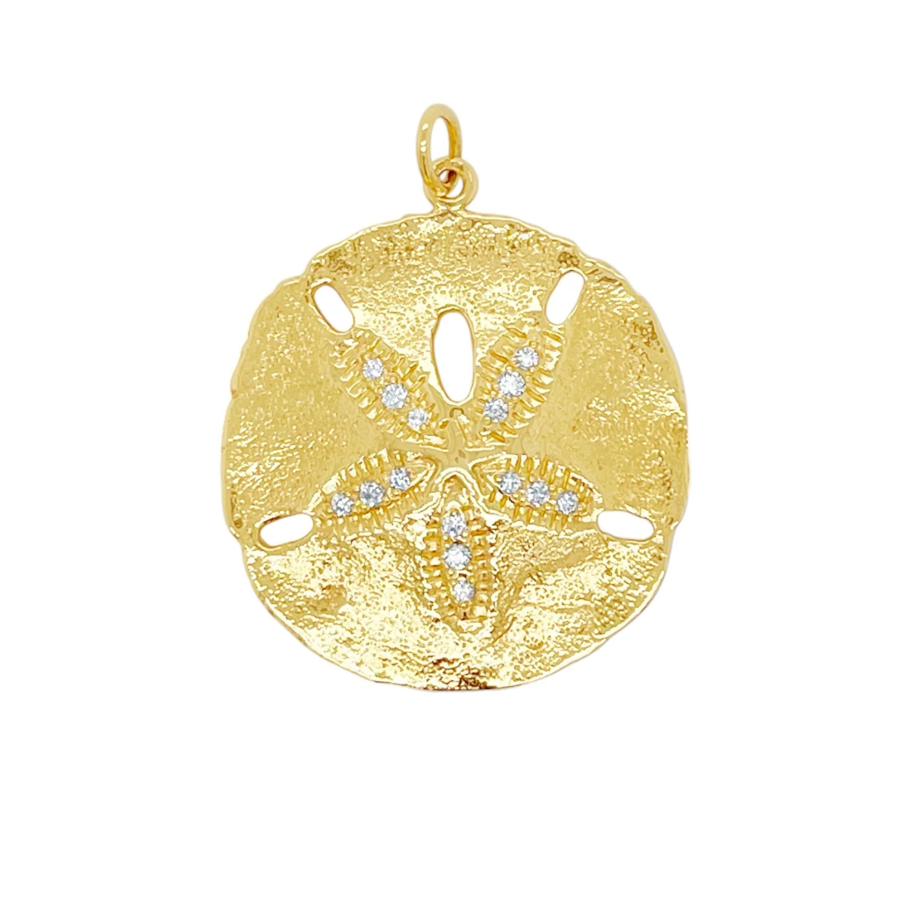 Large Pavé Diamond "Natural" Sand Dollar Pendant