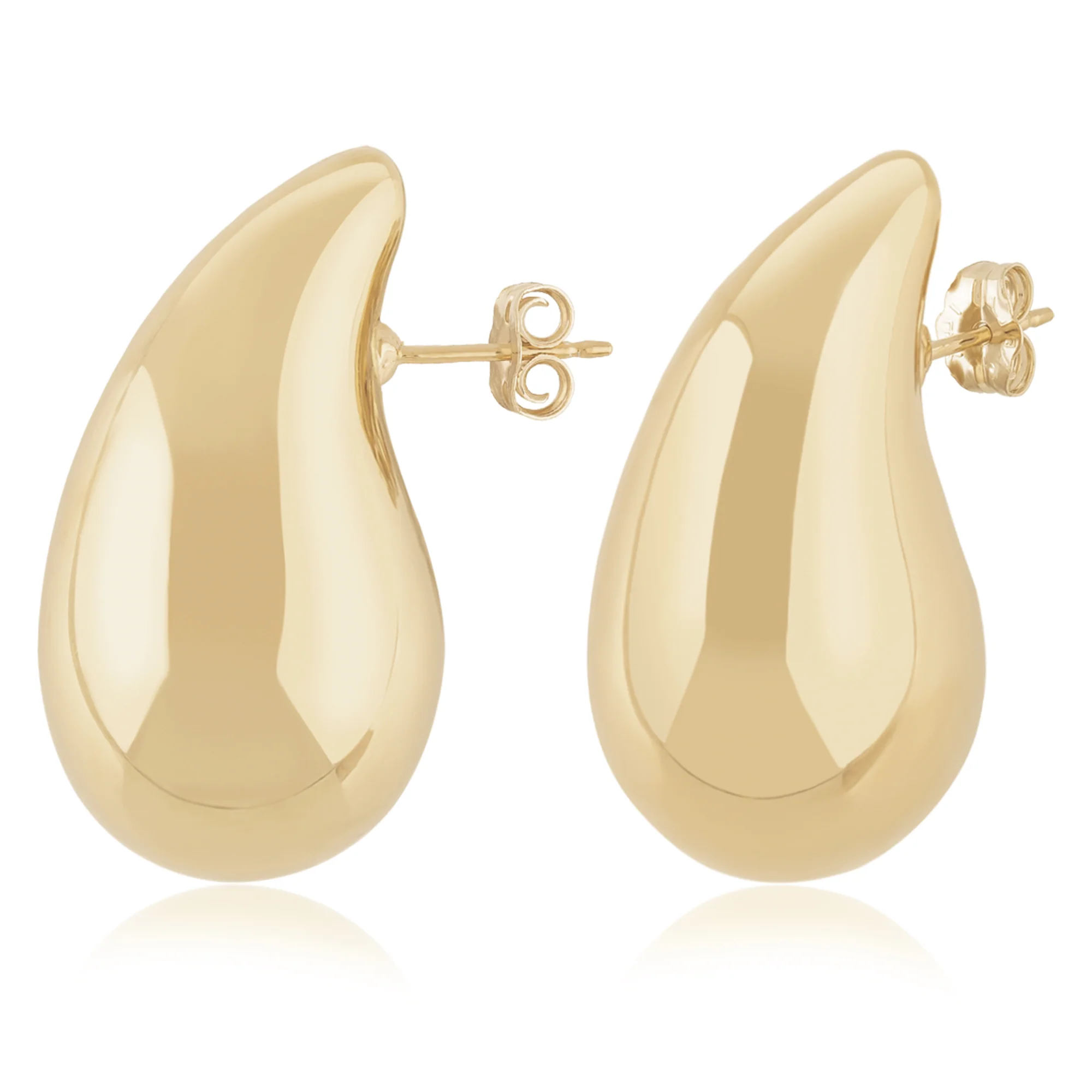 Large Puffed Teardrop Stud Earrings