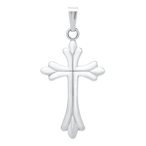 Medium Fluted Cross Necklace