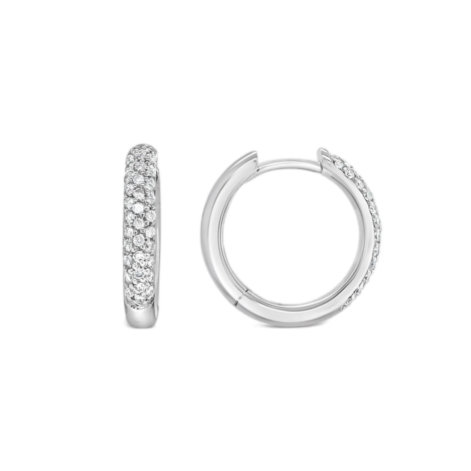 Medium Pavé Diamond Hinged Hoop Earrings - Image 2