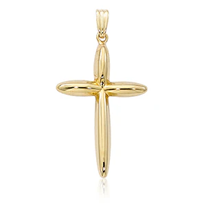 Medium Puffed Tapered Cross Pendant