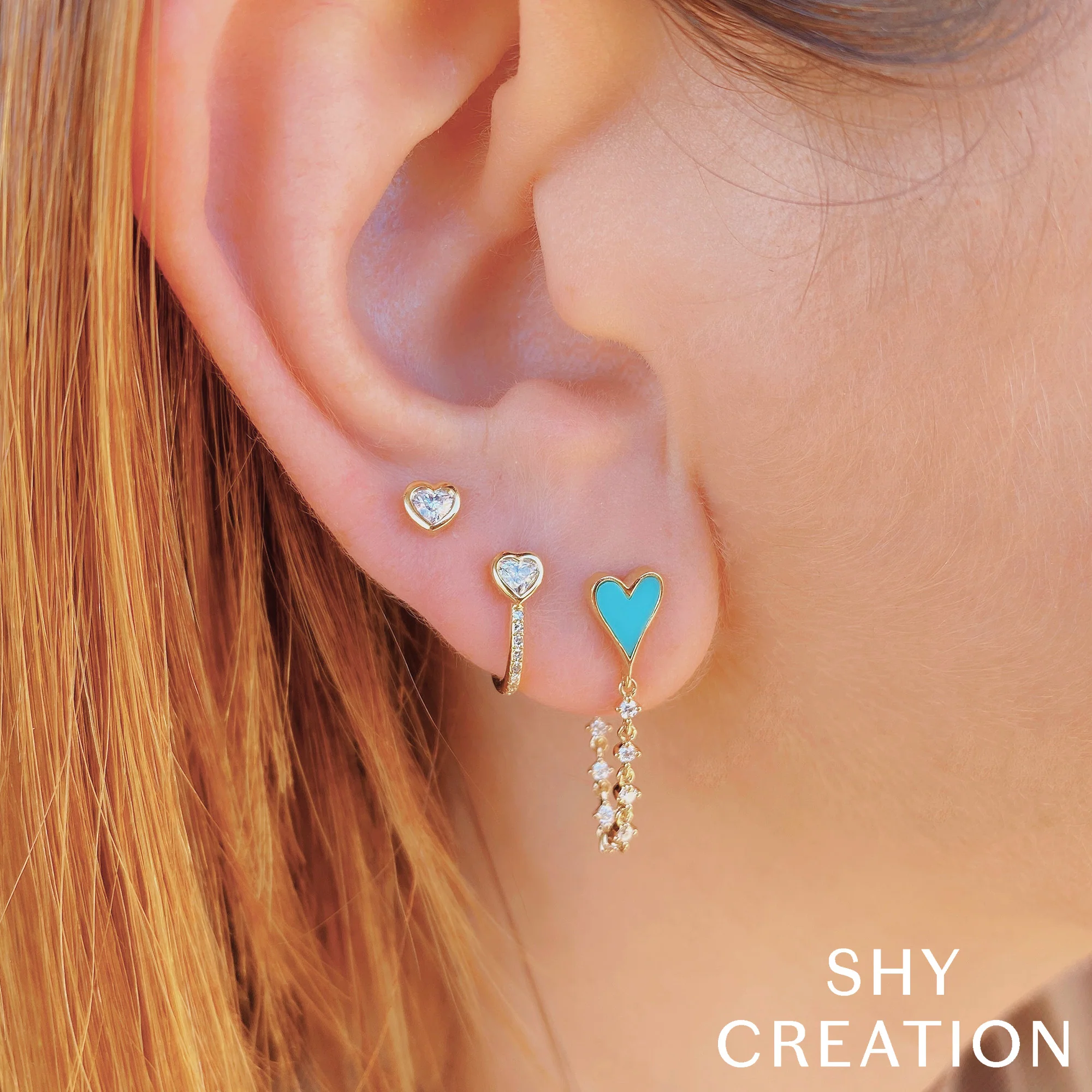 Mini Bezel Heart Diamond Studs - Image 2