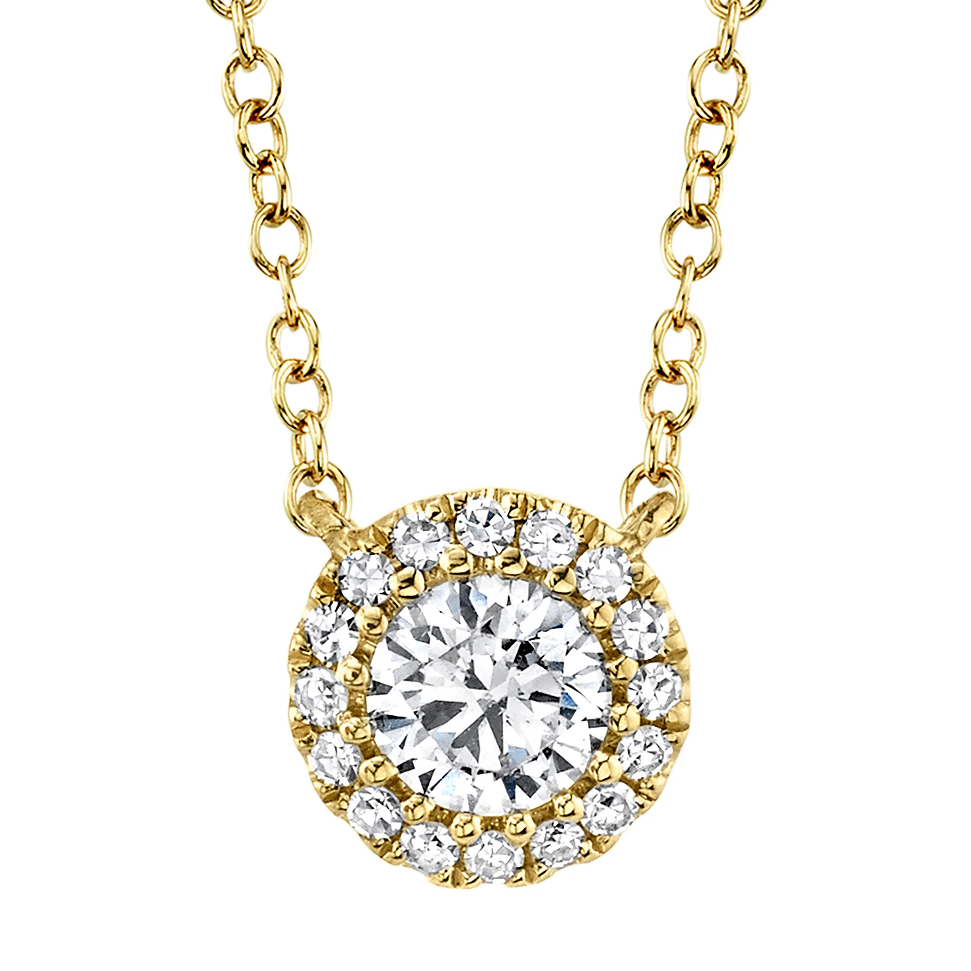Mini Diamond Halo Necklace