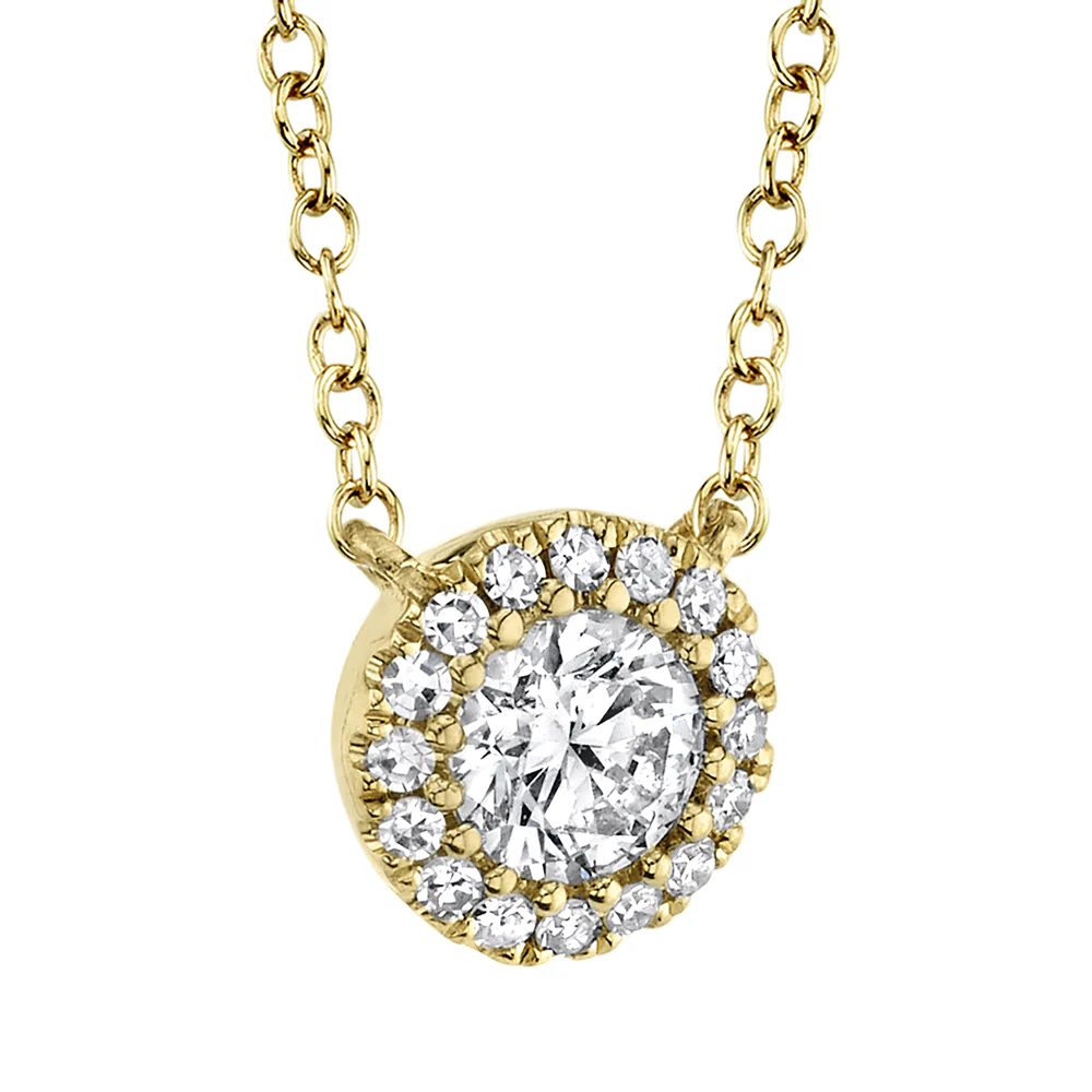 Mini Diamond Halo Necklace - Image 2