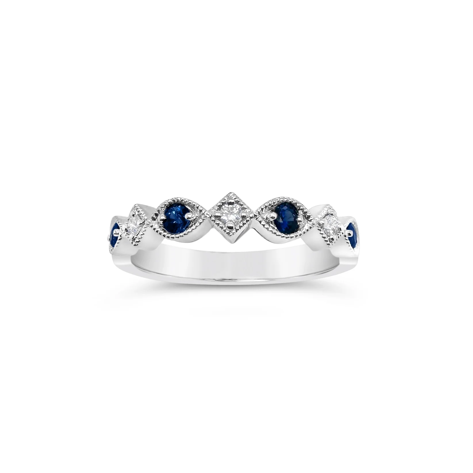 Mixed Shape Sapphire & Diamond Stackable Ring