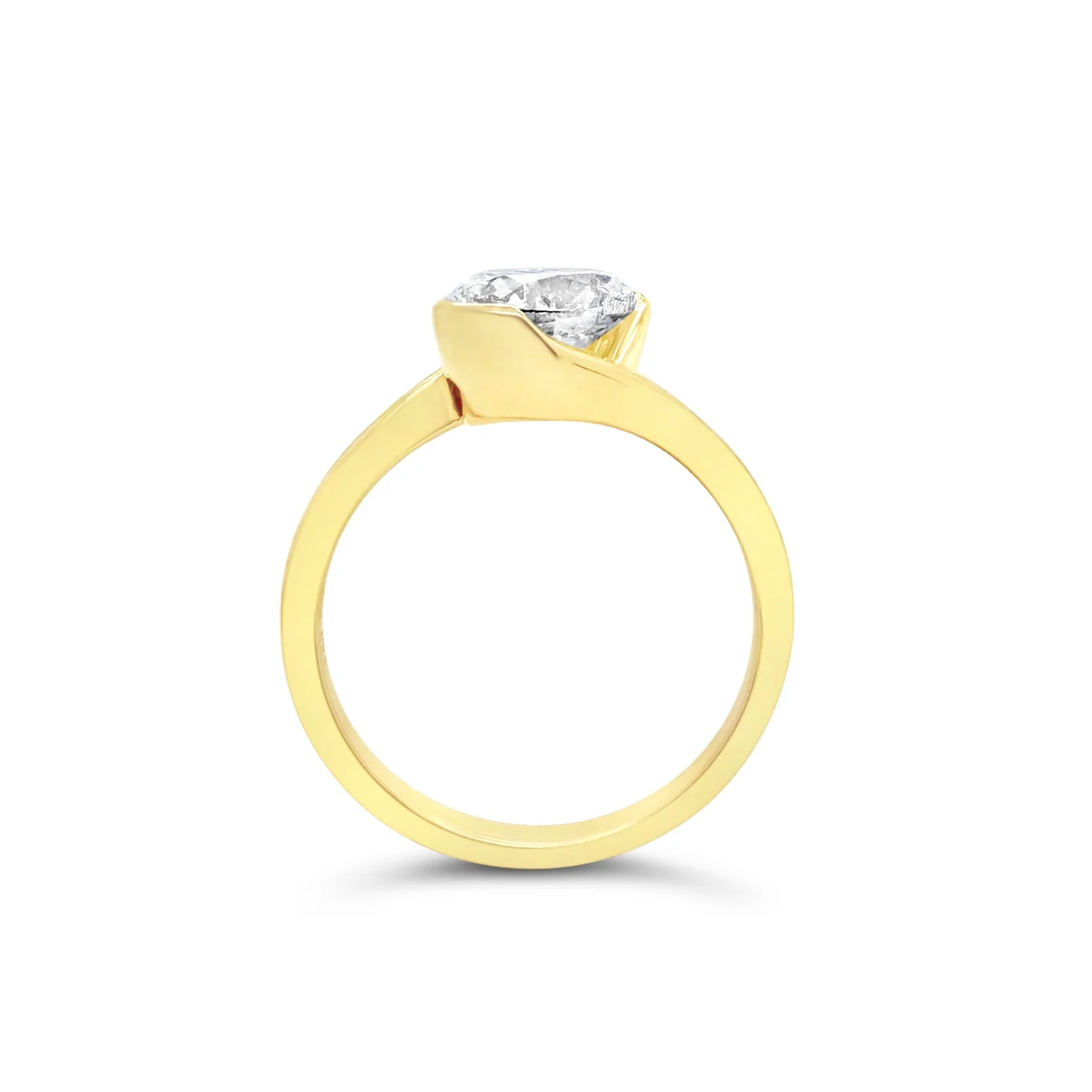 Modern Asymmetrical Demi-Bezel Engagement Ring - Image 3