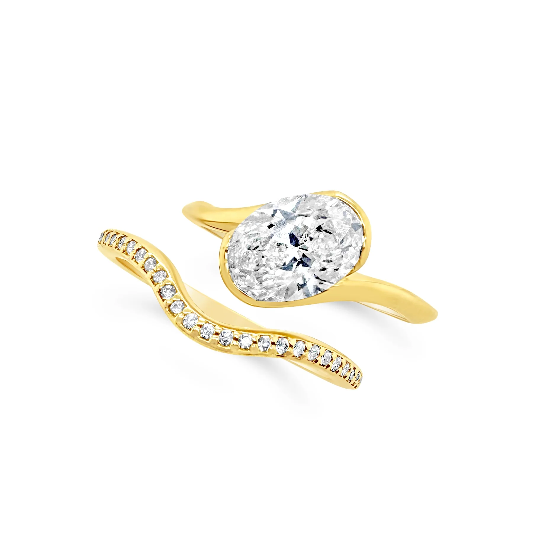 Modern Asymmetrical Demi-Bezel Engagement Ring - Image 4
