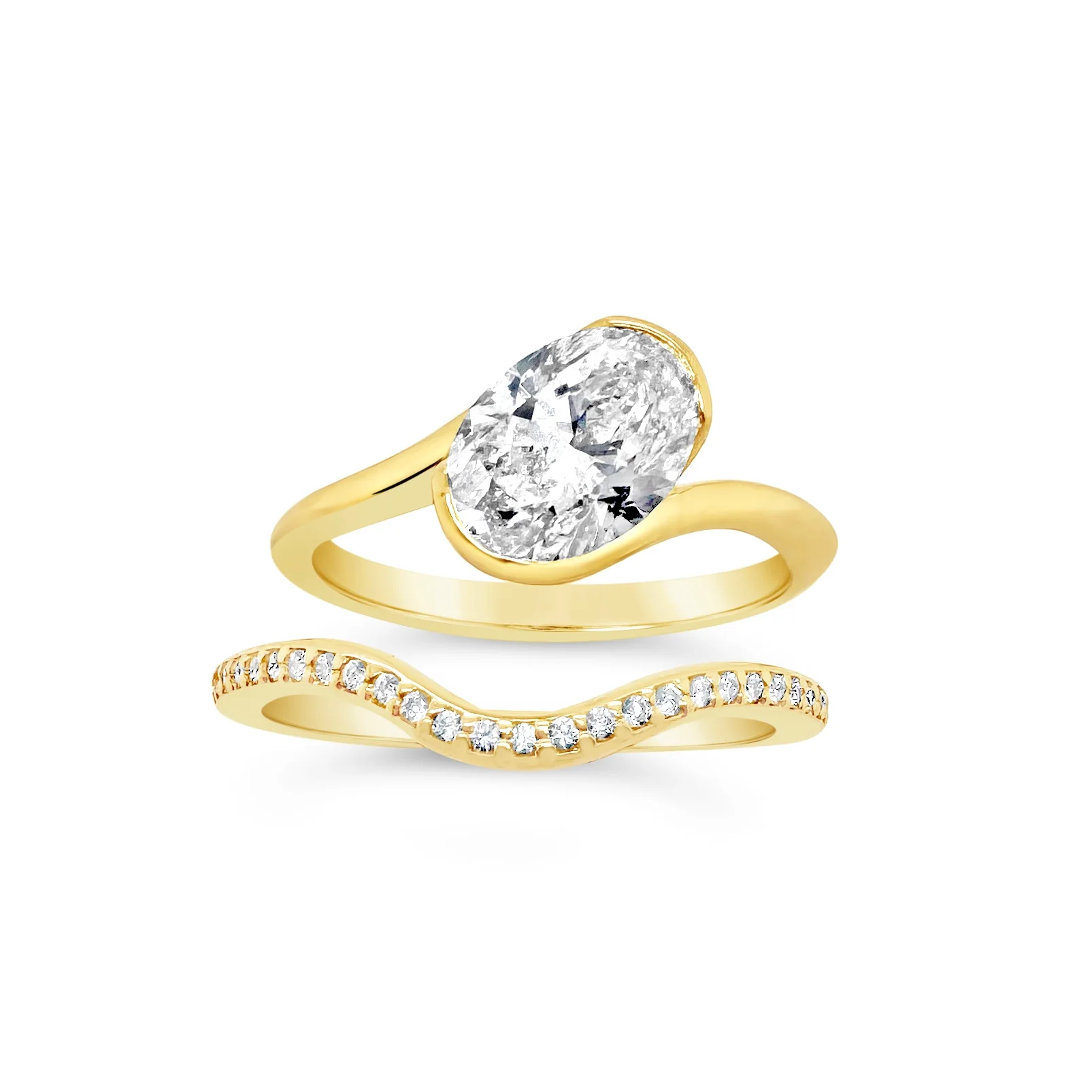 Modern Asymmetrical Demi-Bezel Engagement Ring - Image 5