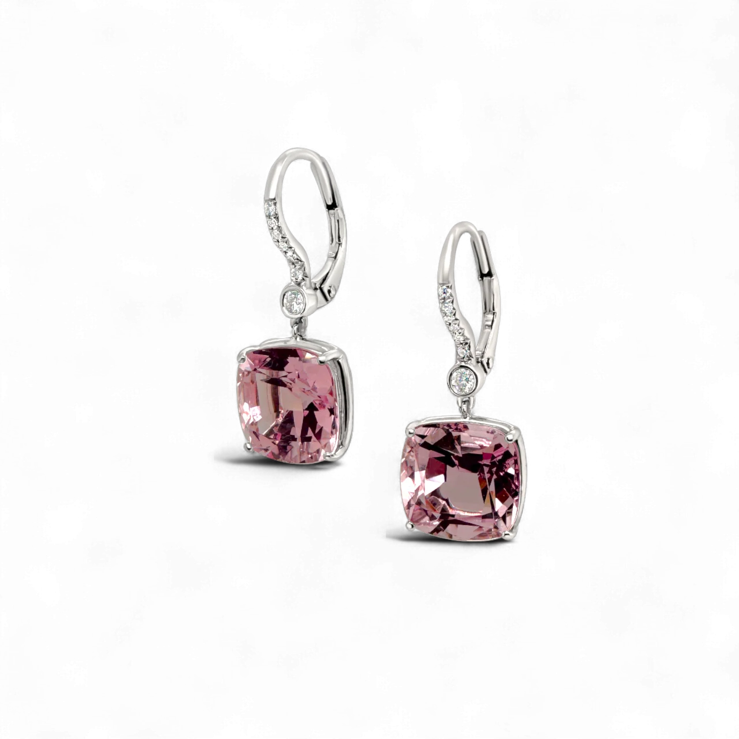 Morganite & Diamond Drop Earrings - Image 2