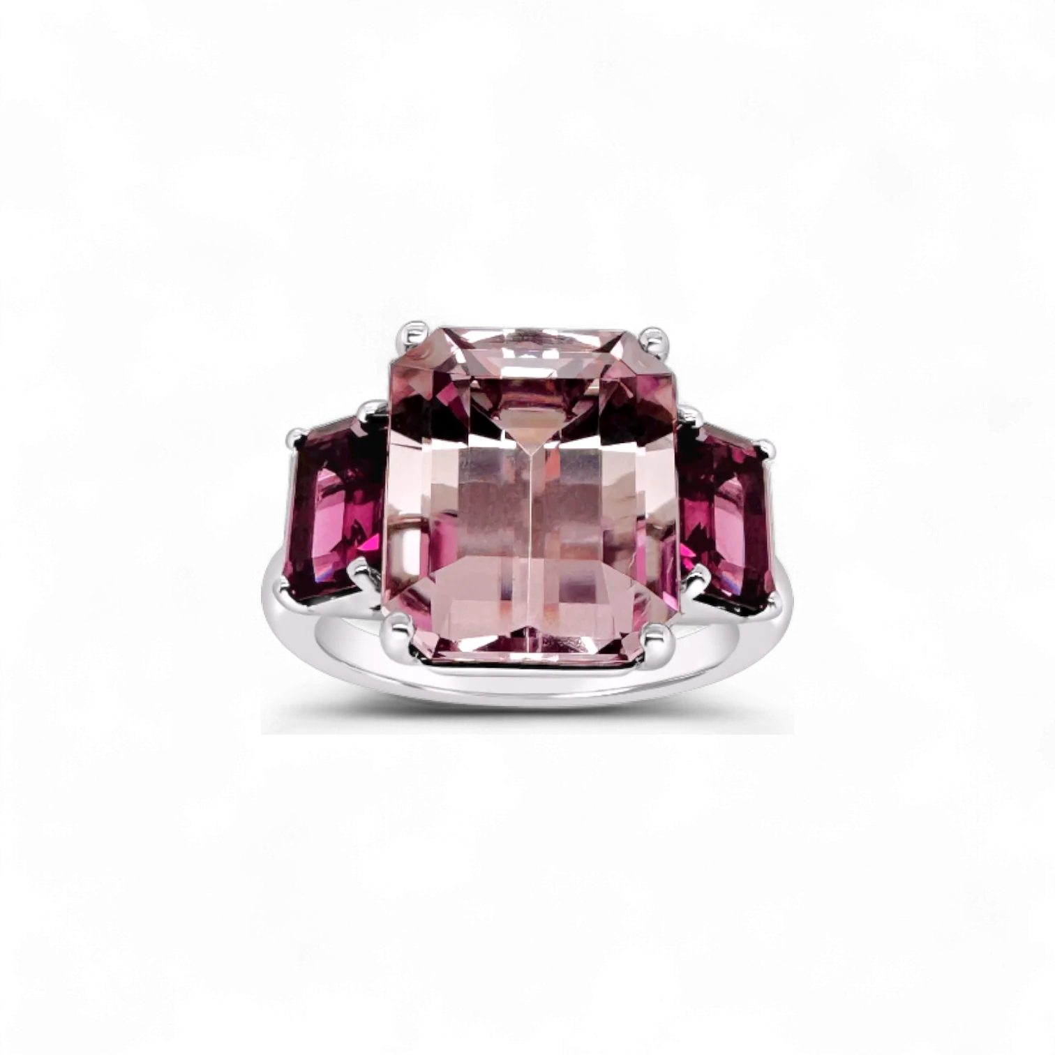 Morganite & Pink Spinel Trilogy Ring