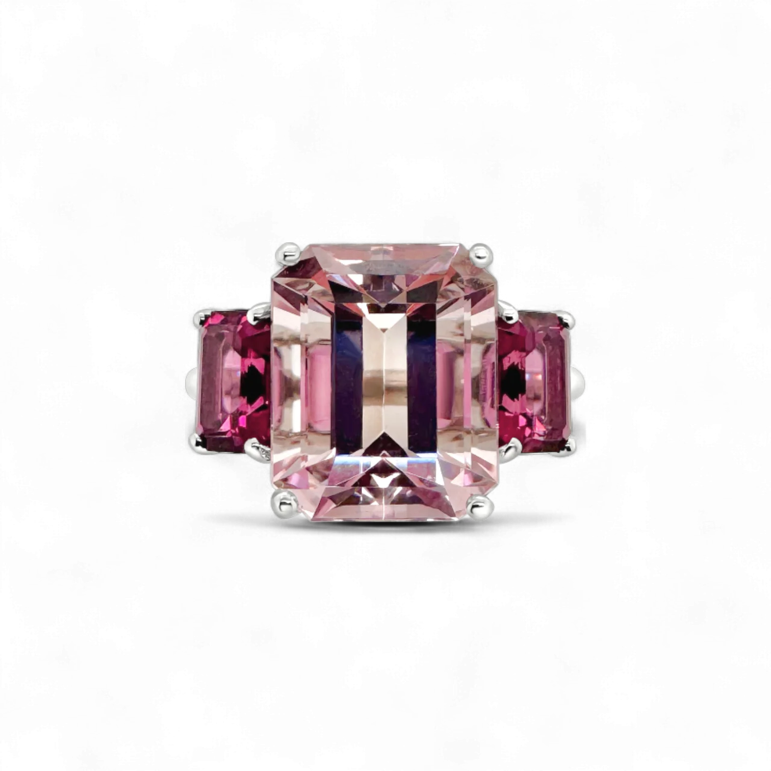 Morganite & Pink Spinel Trilogy Ring - Image 2