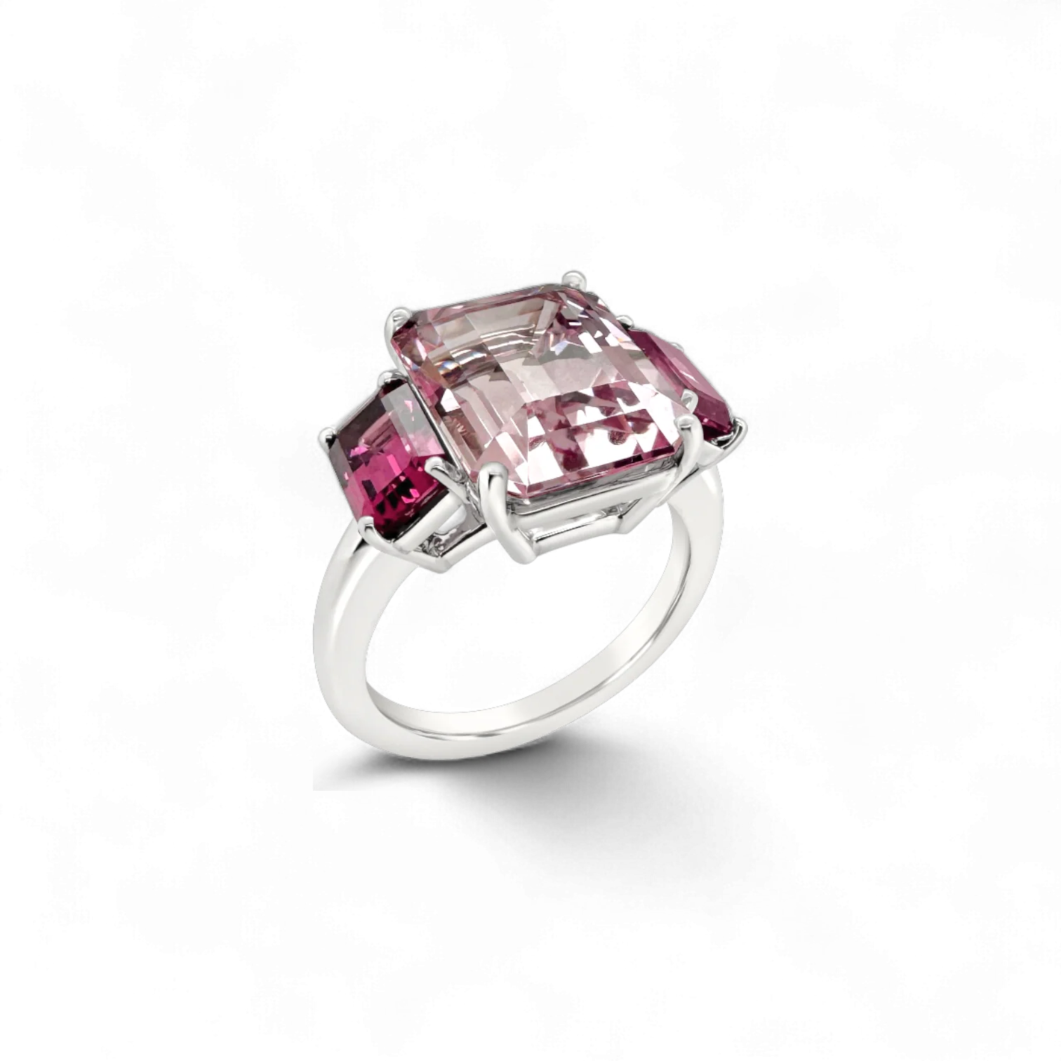 Morganite & Pink Spinel Trilogy Ring - Image 3