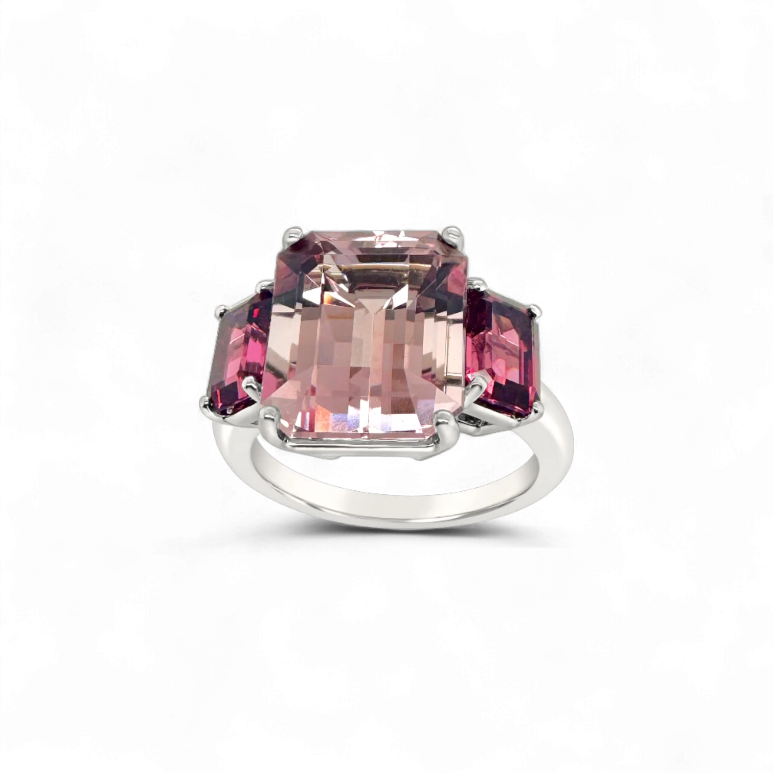 Morganite & Pink Spinel Trilogy Ring - Image 4