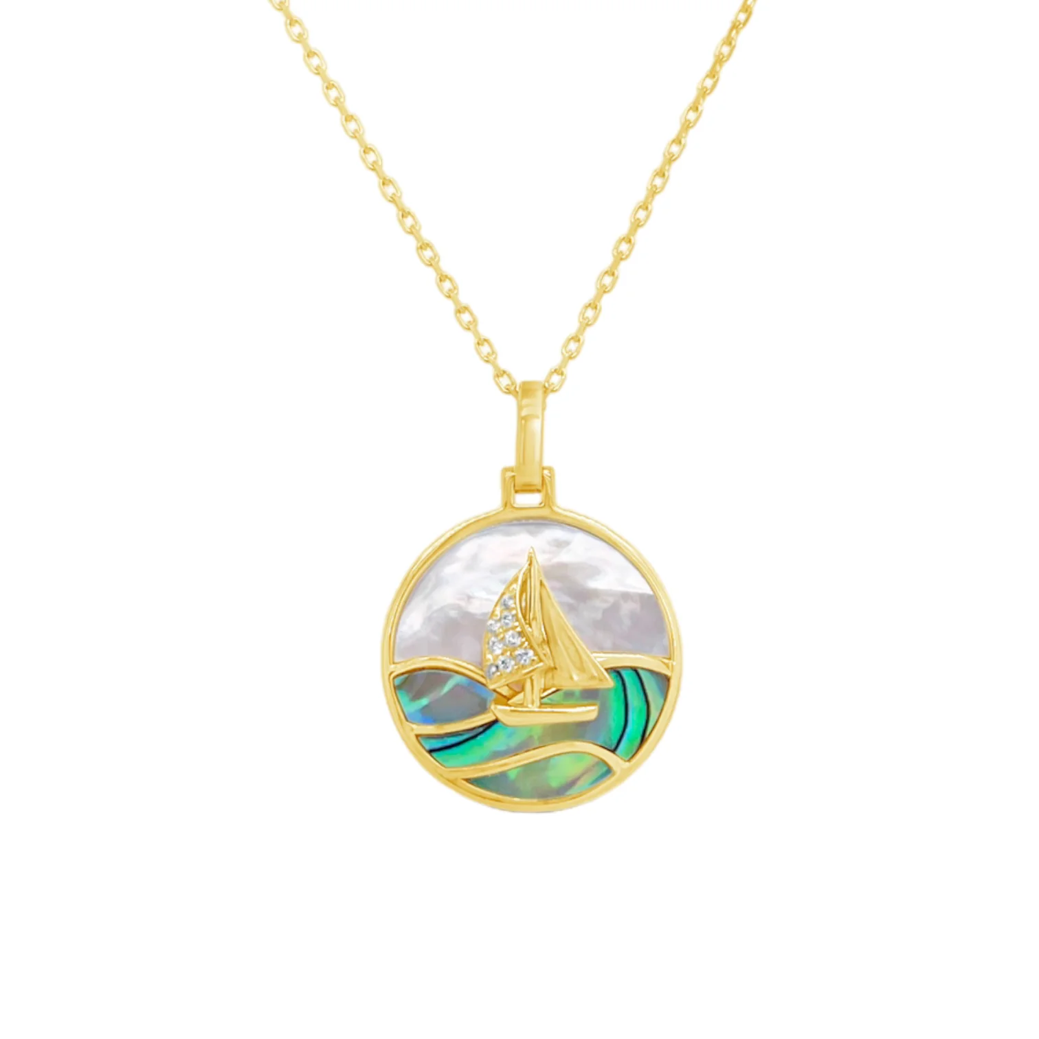 Multi-Stone Sailboat Necklace