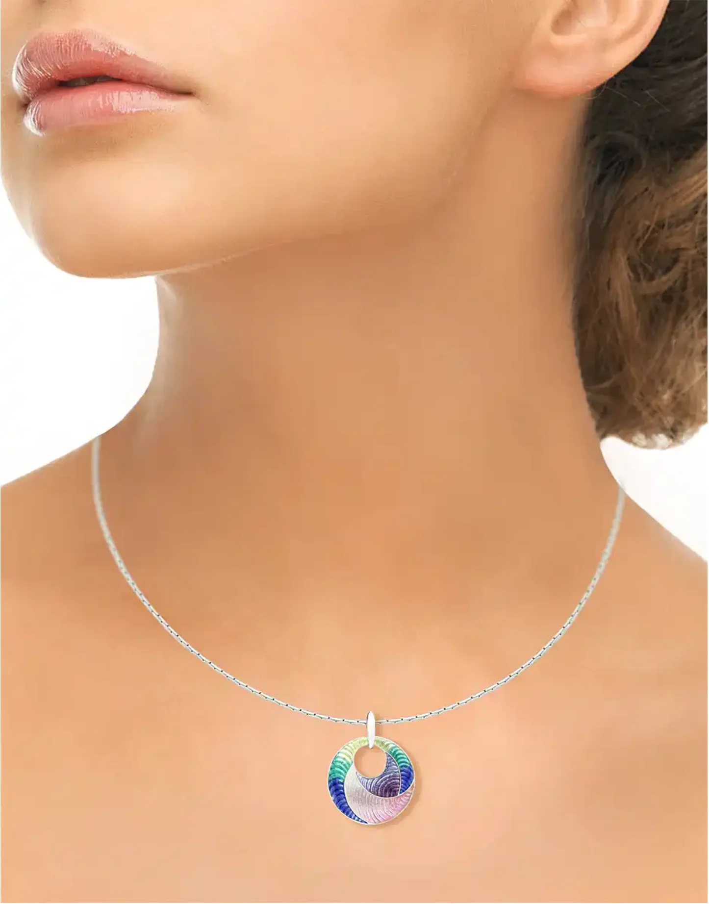 Multicolor Enamel "Rio" Circle Necklace - Image 3