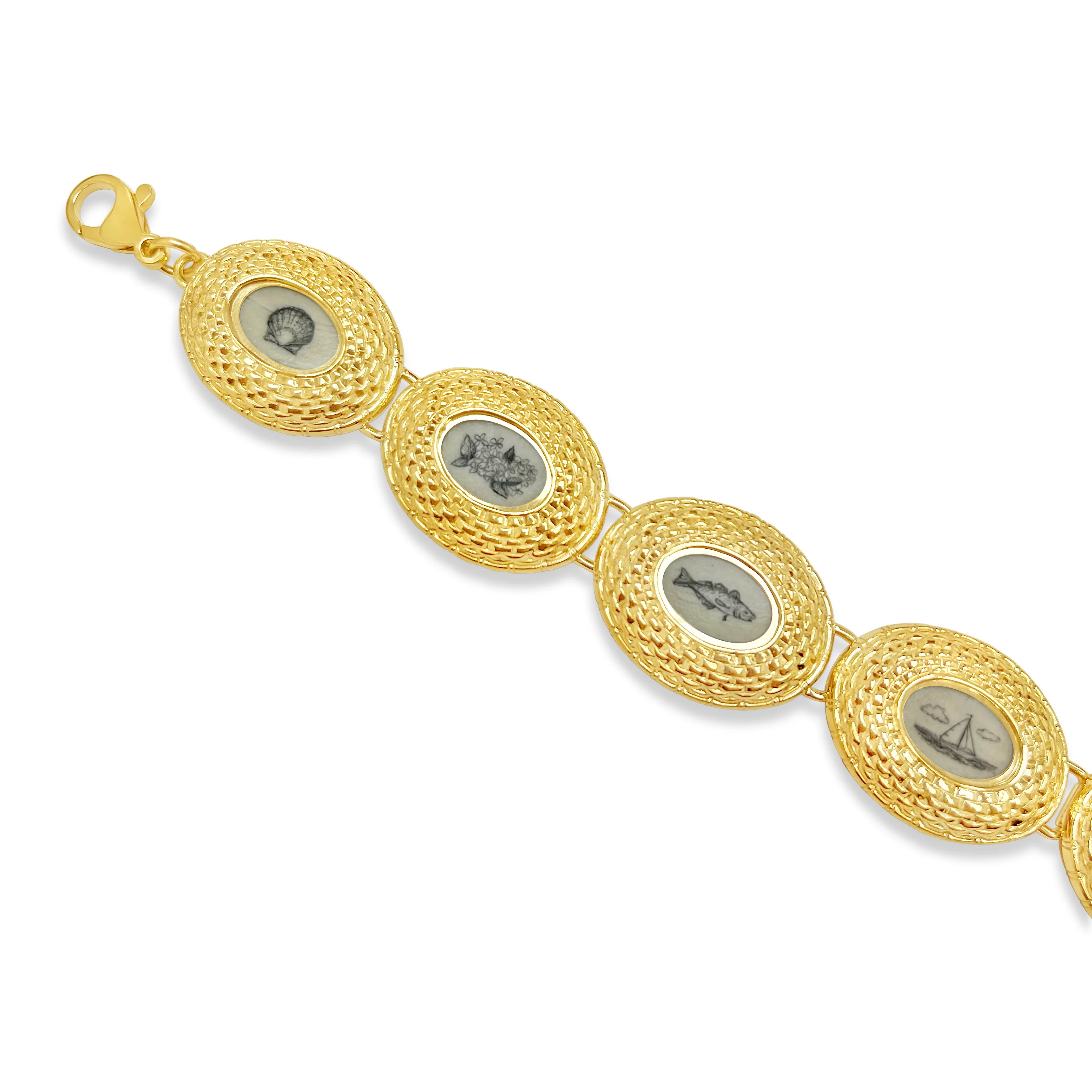 Nantucket Basket Scrimshaw Link Bracelet - Image 3