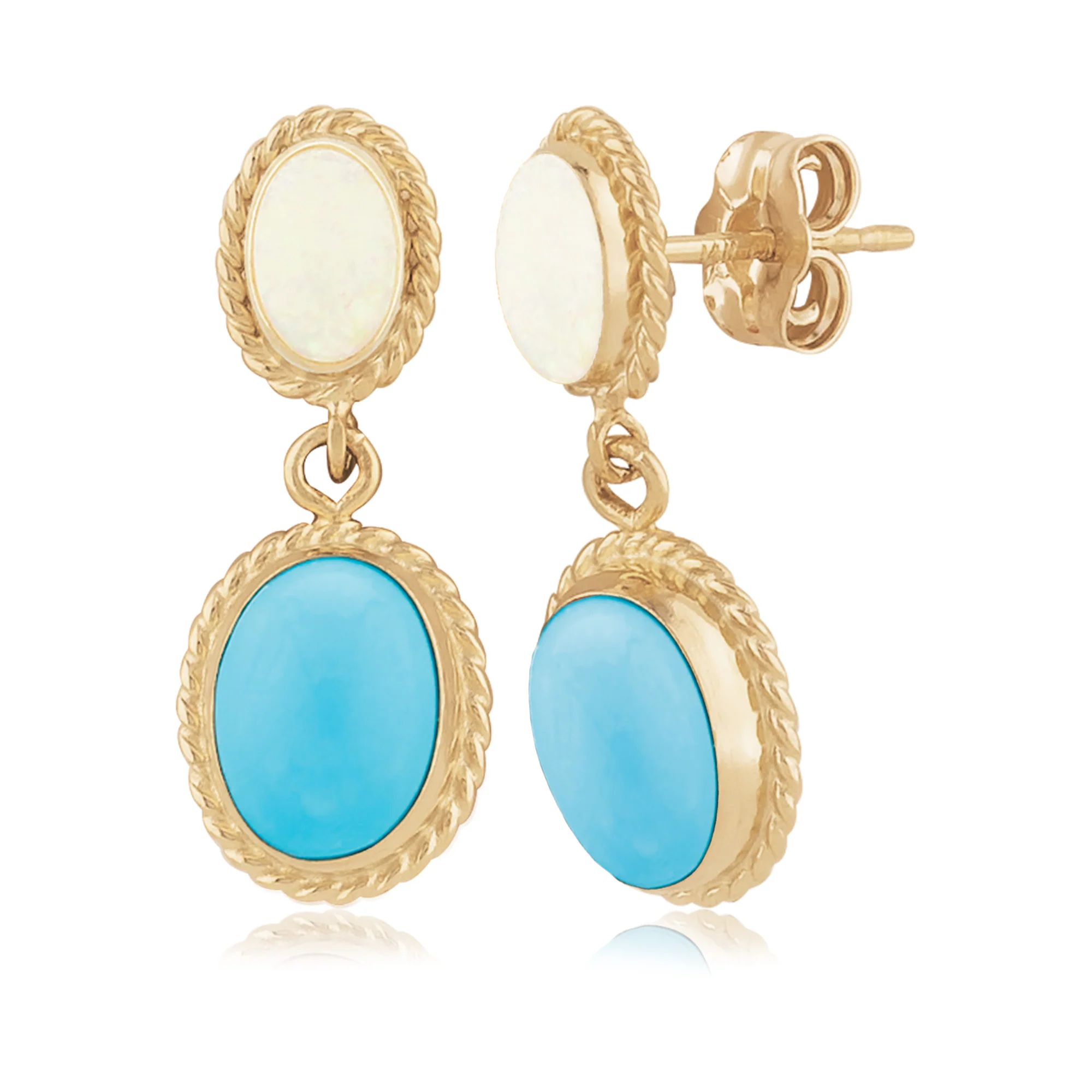 Opal & Turquoise Duo Drop Earrings