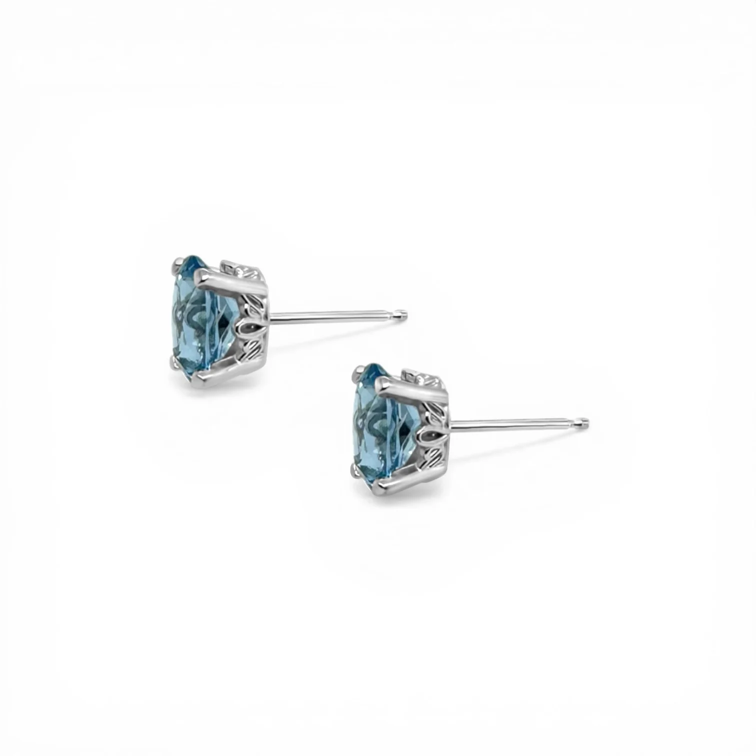 Oval Aquamarine Stud Earrings - Image 2